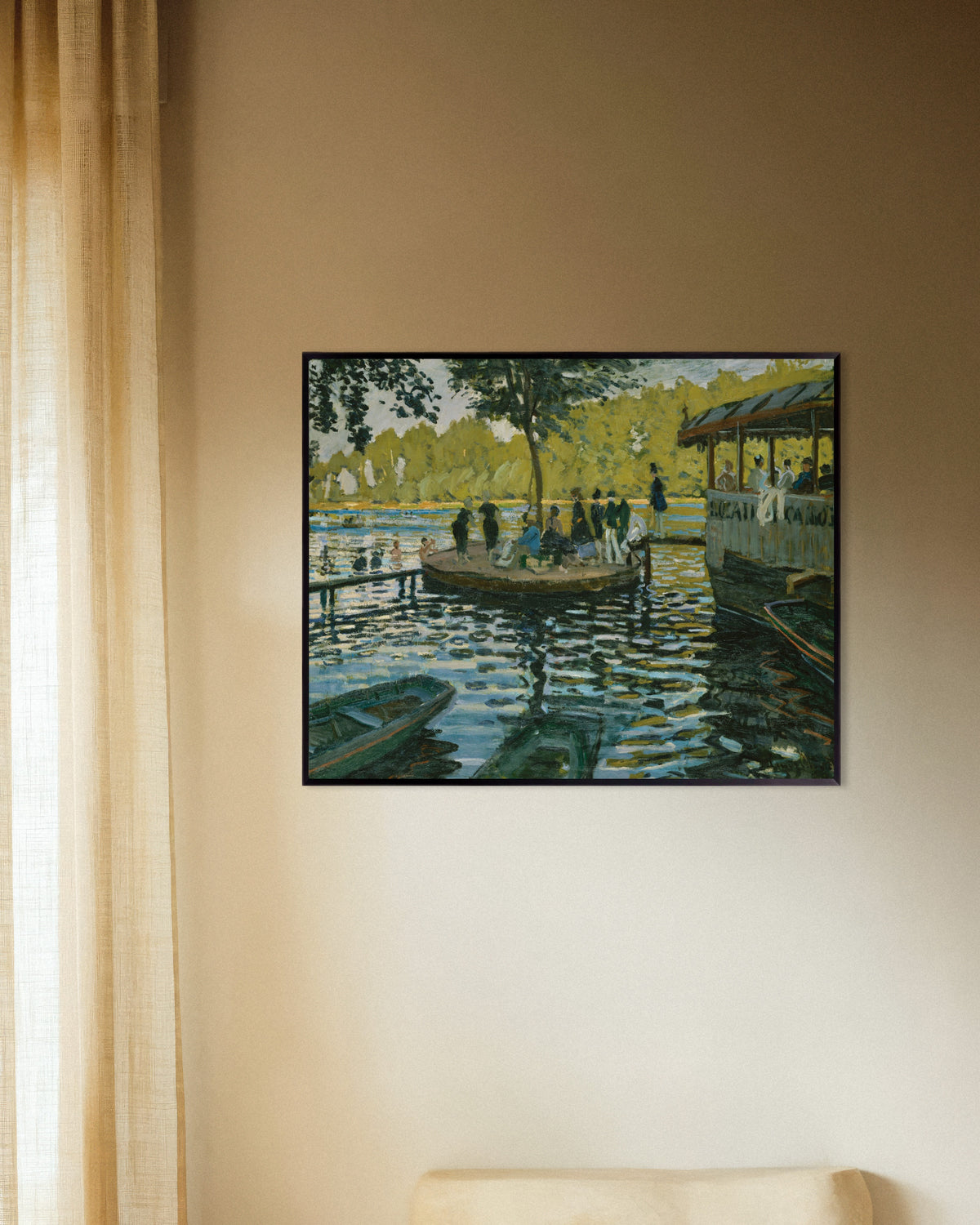 Plakat La Grenouillère (1869) av Claude Monet med metallramme