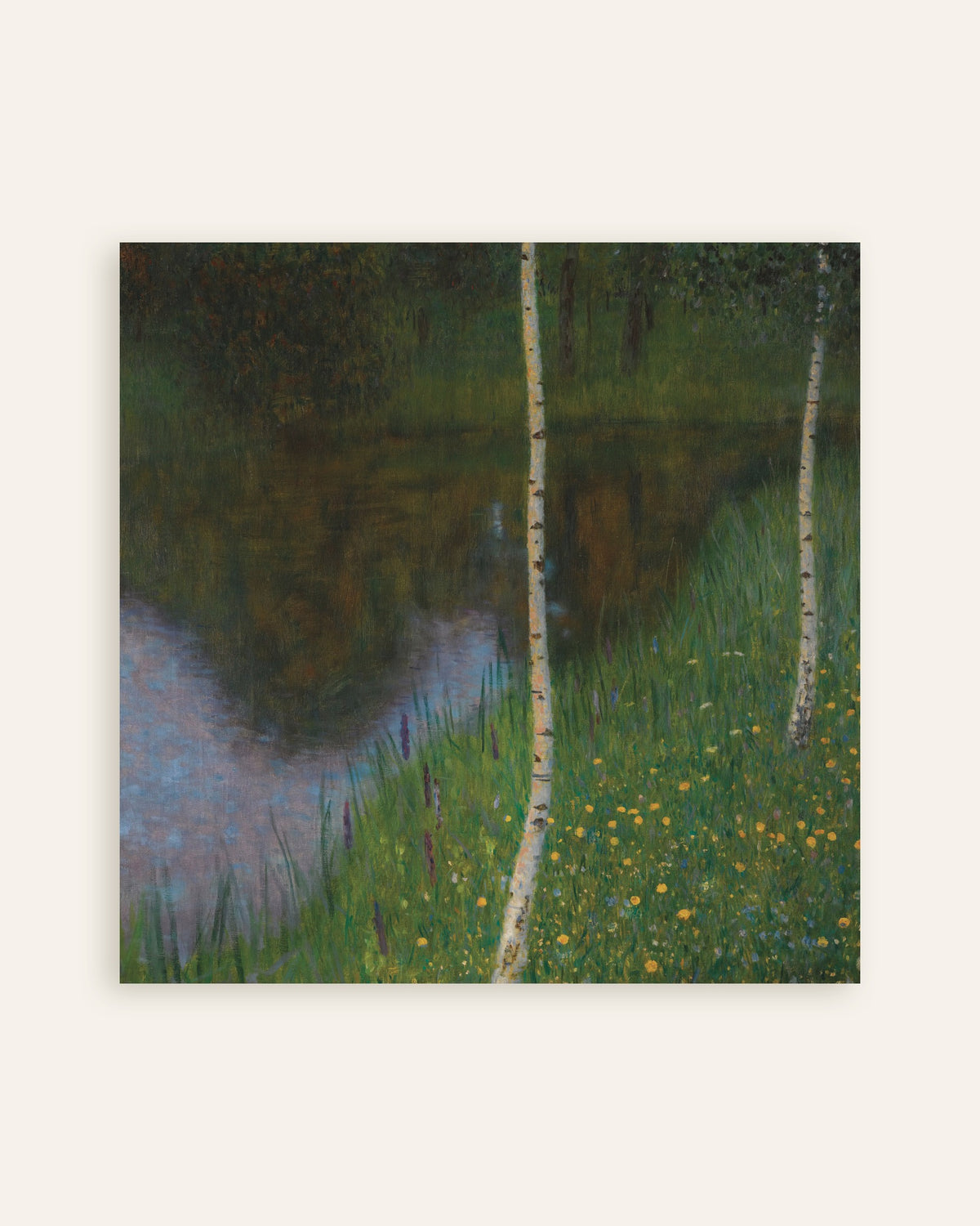 Poster of Lakeshore with Birches (ca. 1901) by Gustav Klimt, thumbnail