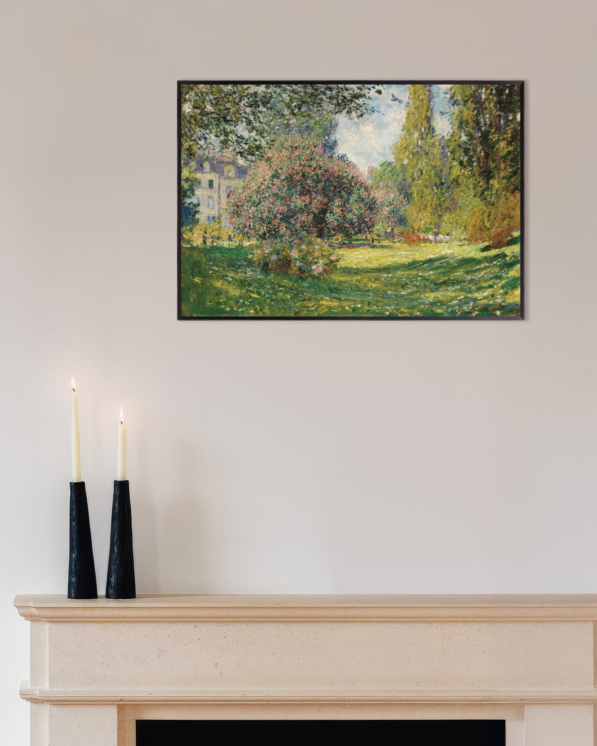 Plakat Landskap, Parc Monceau (1876) av Claude Monet med metallramme