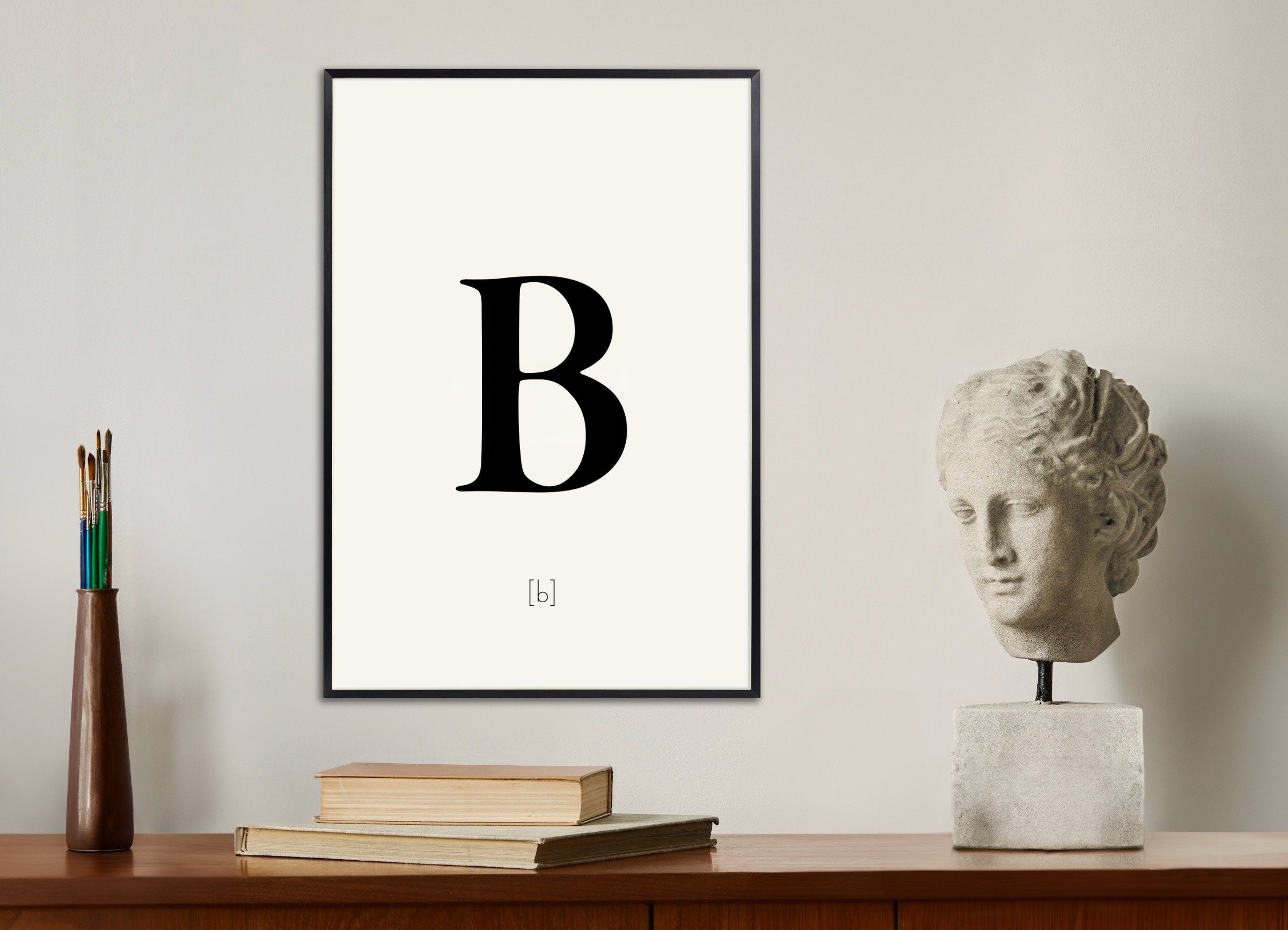 Poster of Letter B, with metal frame