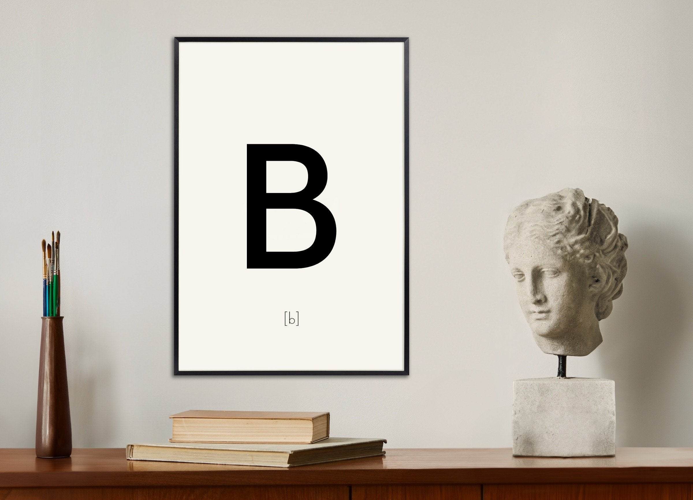 Poster of Letter B, with metal frame