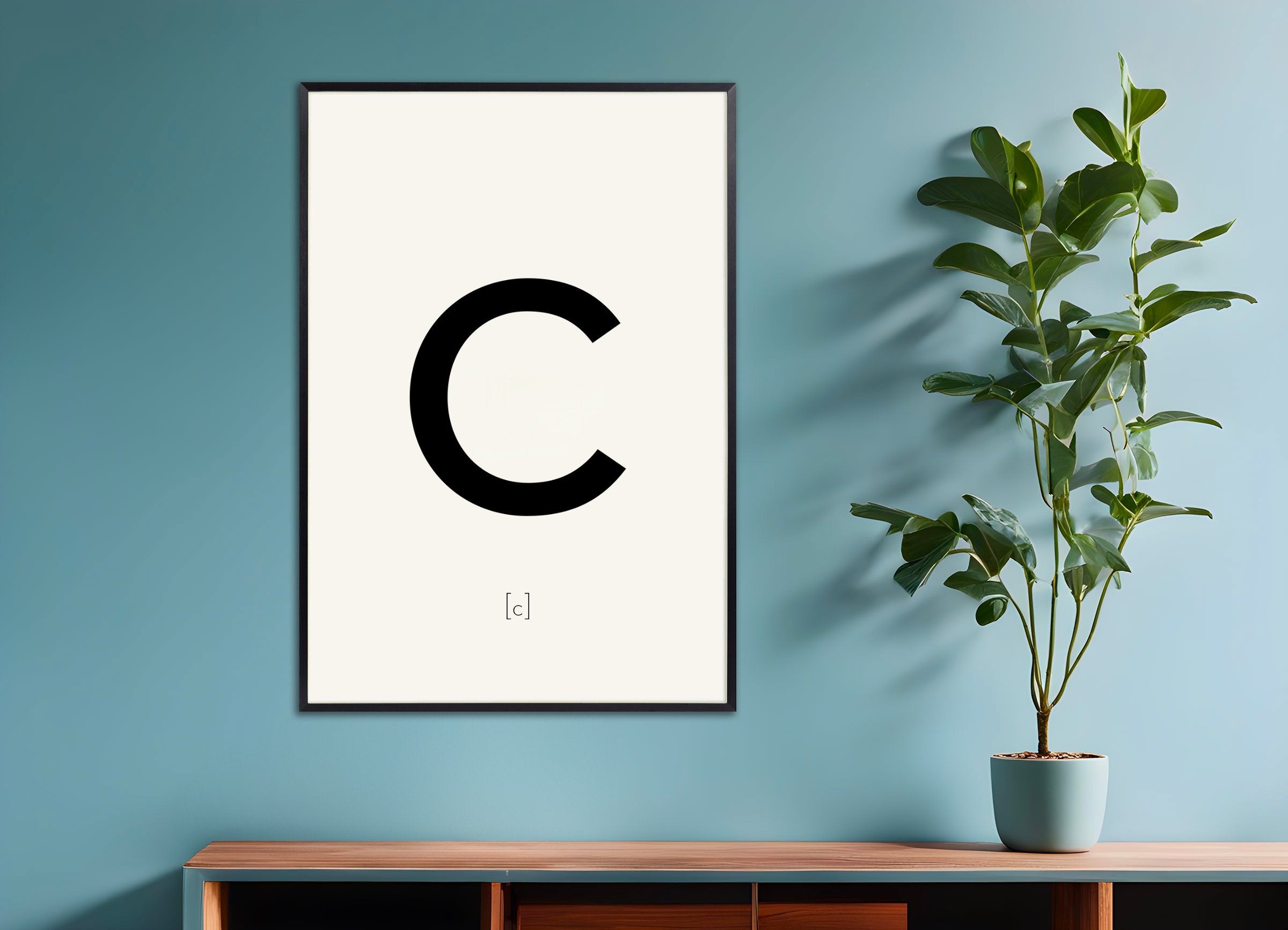 Poster of Letter C, with metal frame