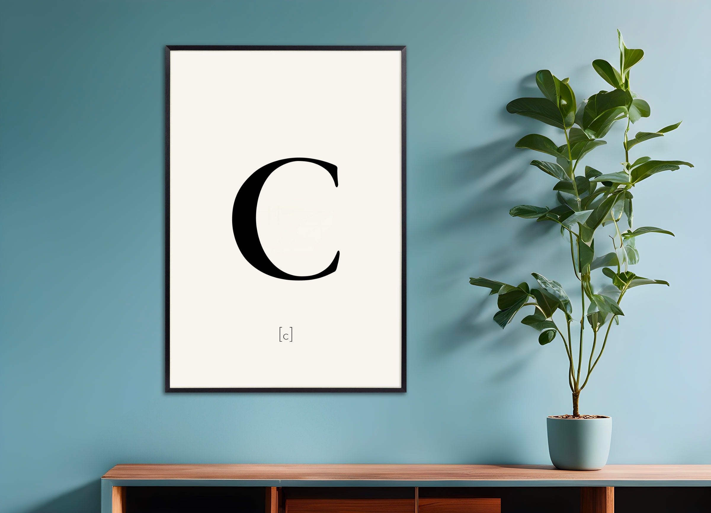 Poster of Letter C, with metal frame