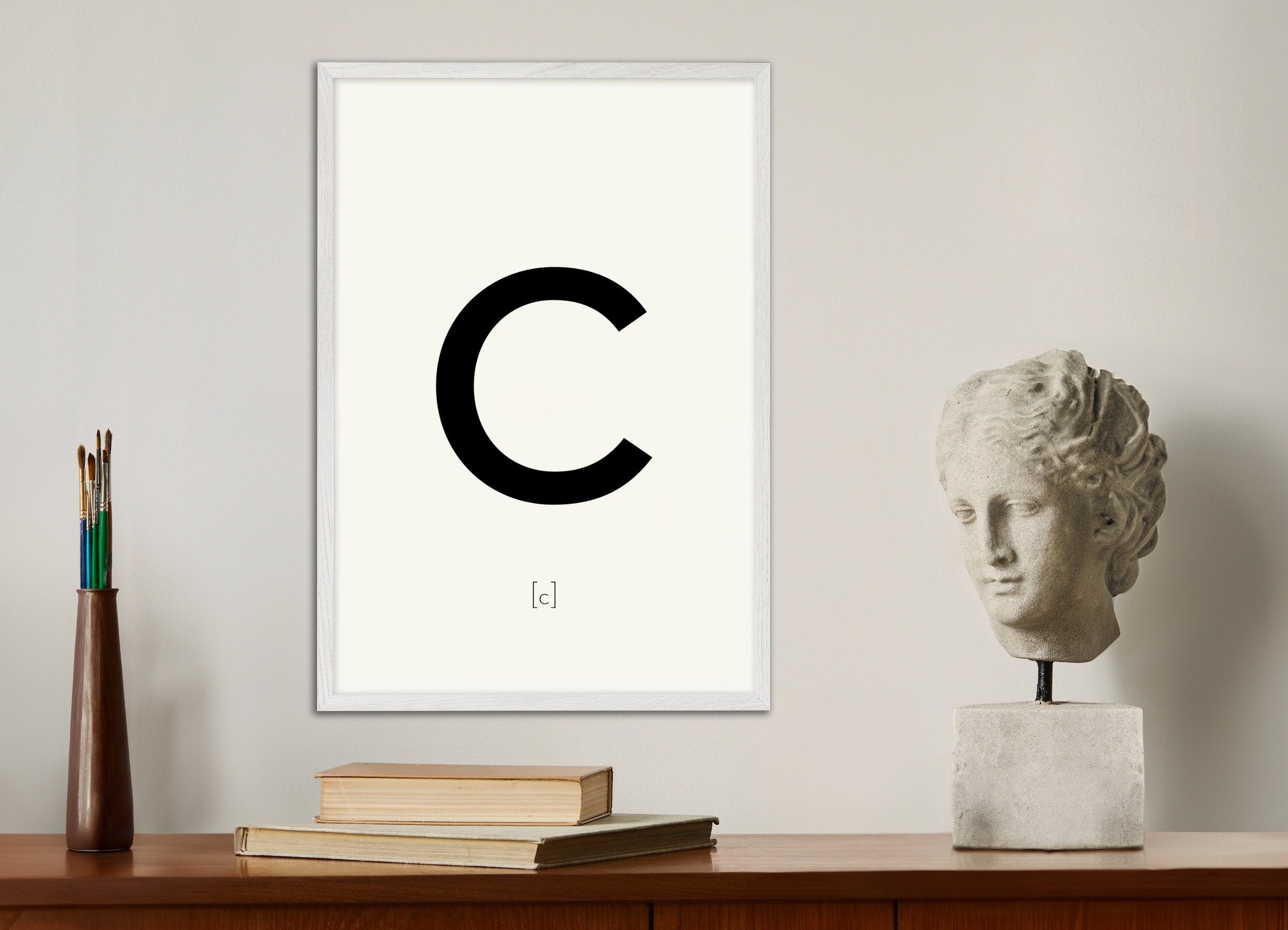 Poster of Letter C, with white wooden frame