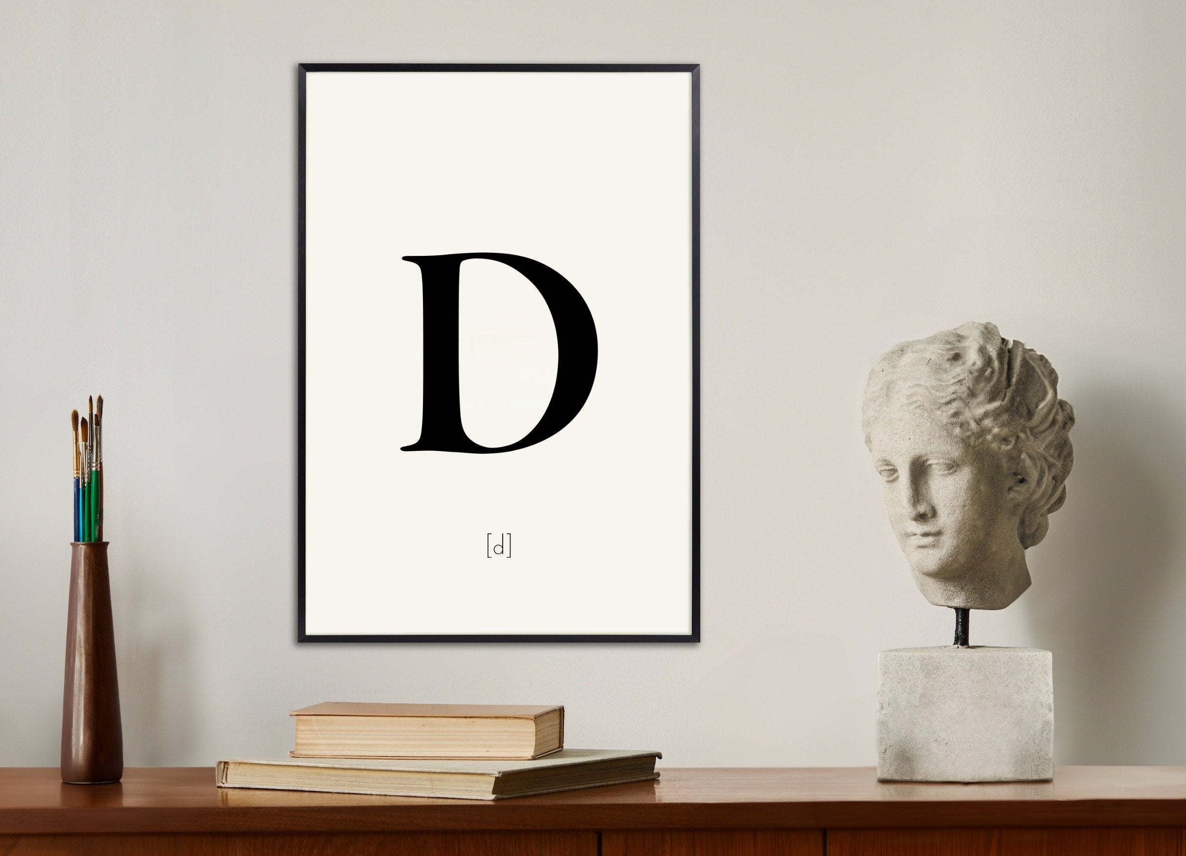 Poster of Letter D, with metal frame