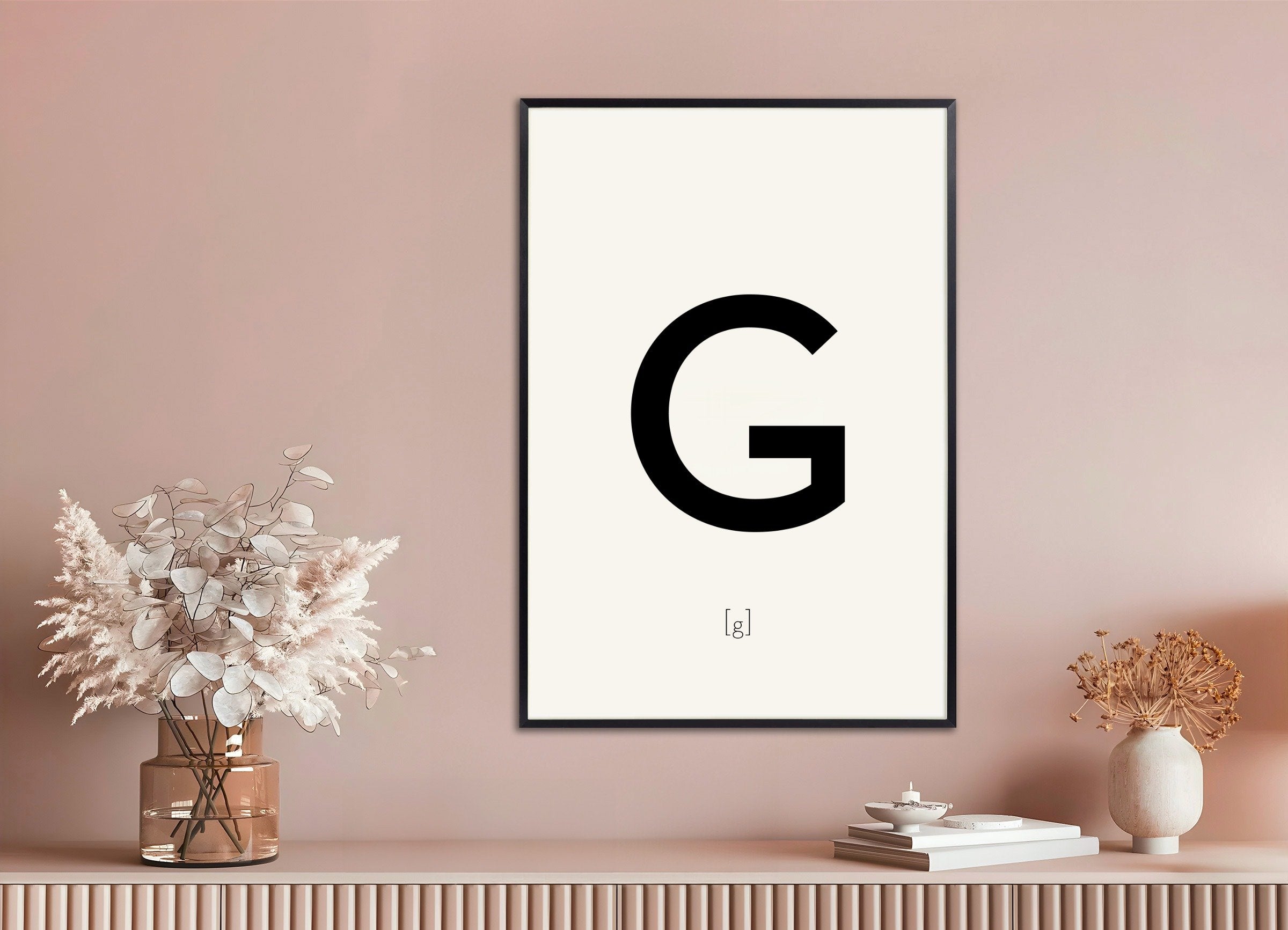 Poster of Letter G, with metal frame