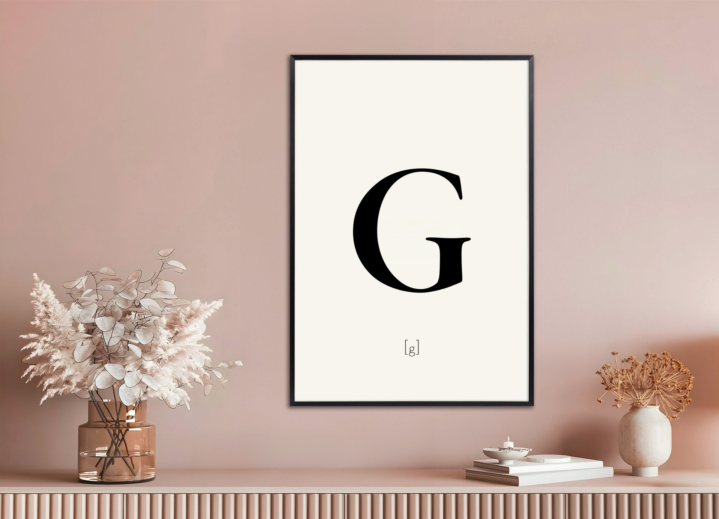 Poster of Letter G, with metal frame