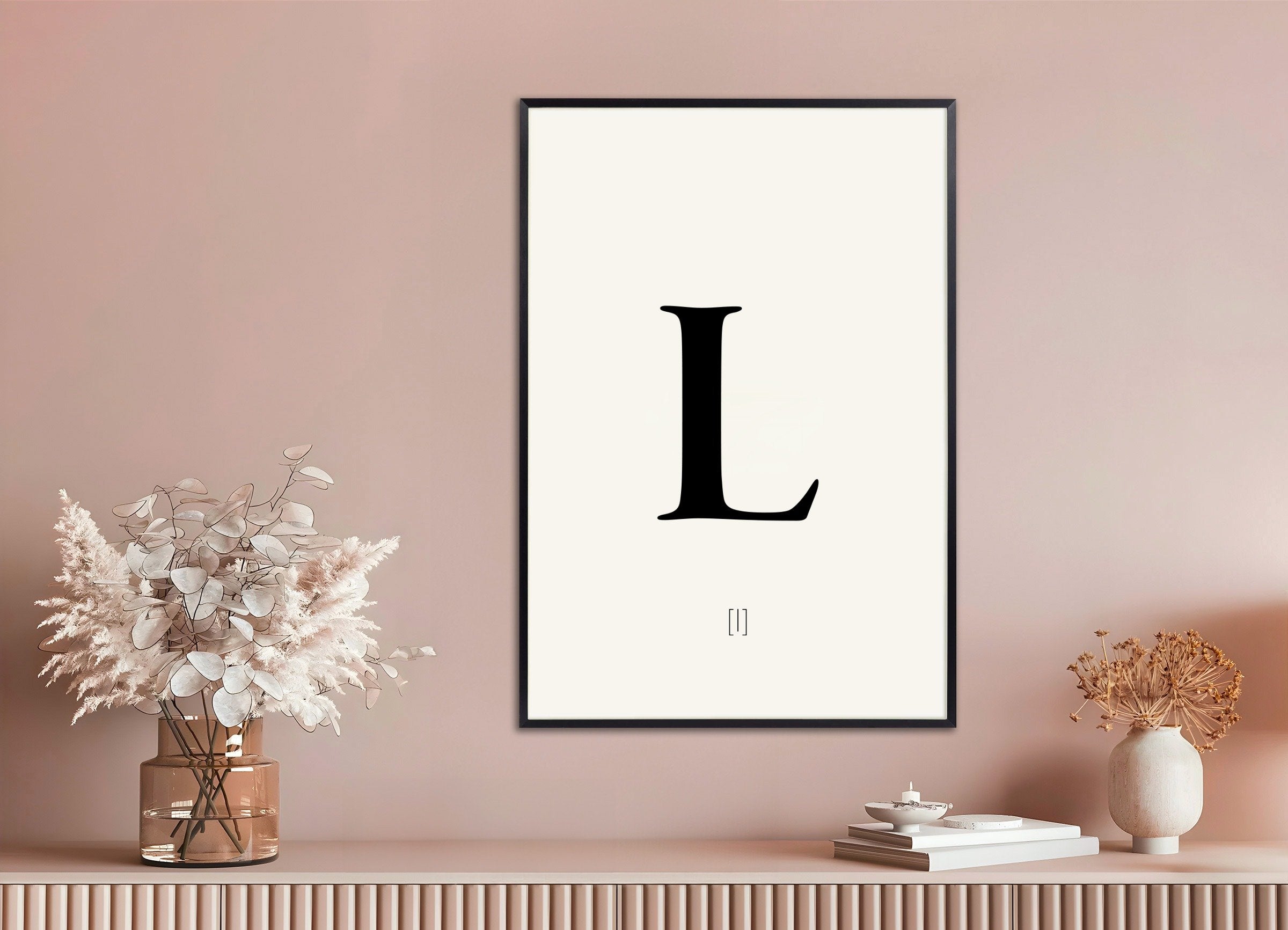 Poster of Letter L, with metal frame