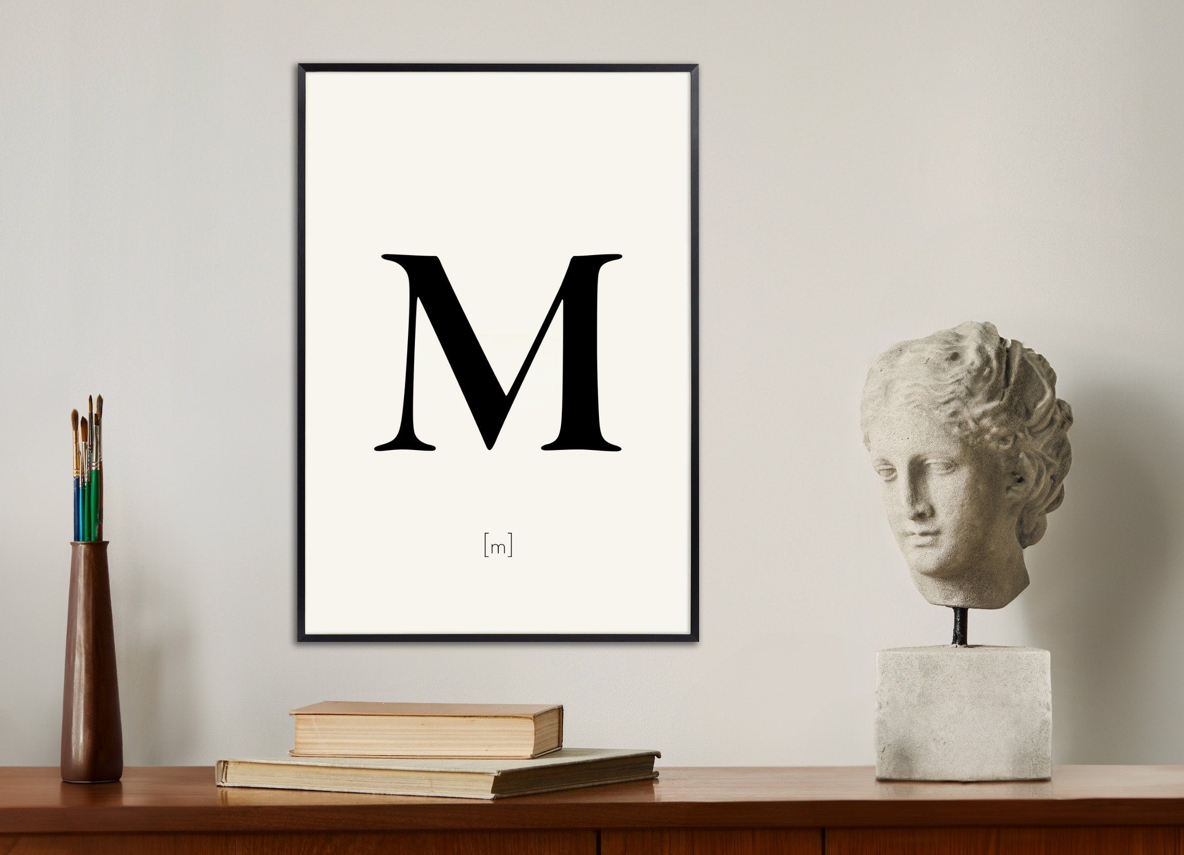 Poster of Letter M, with metal frame