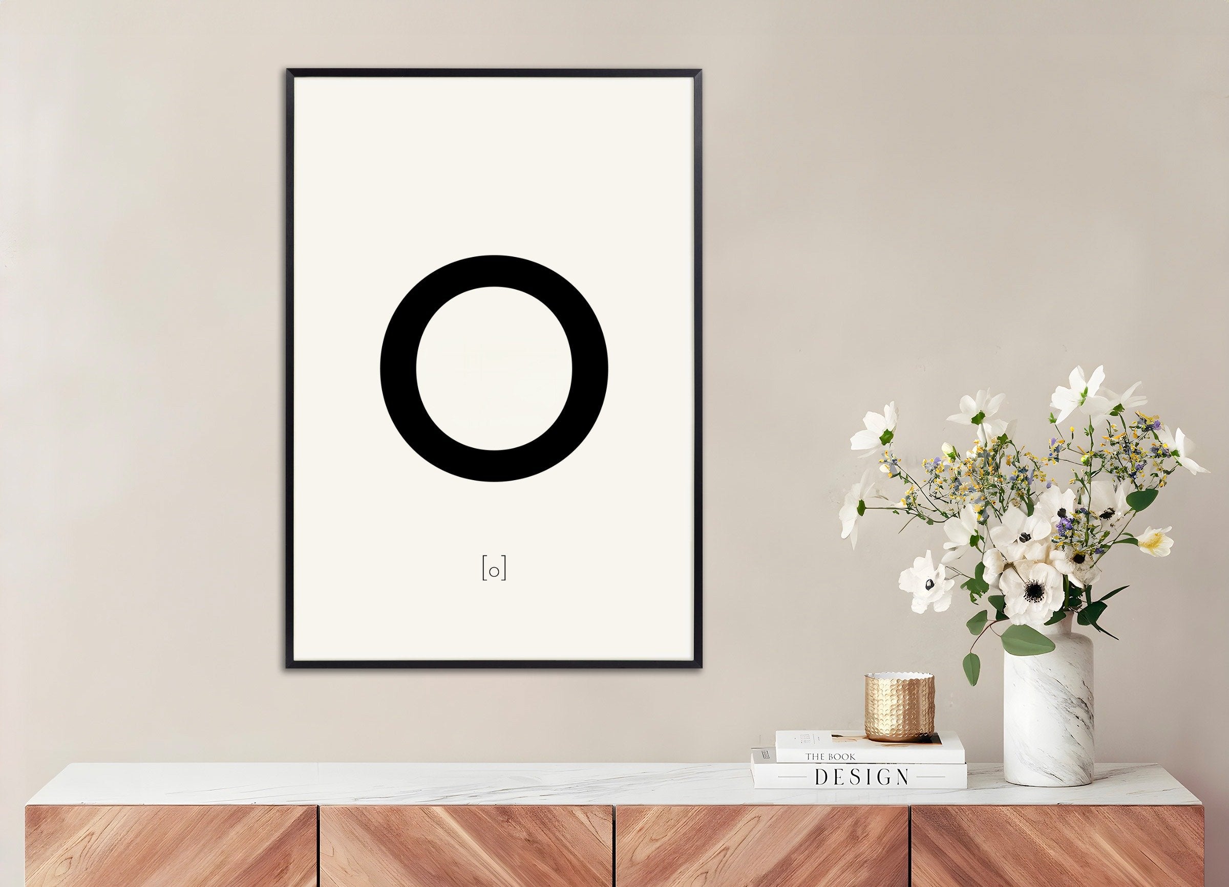 Poster of Letter O, with metal frame