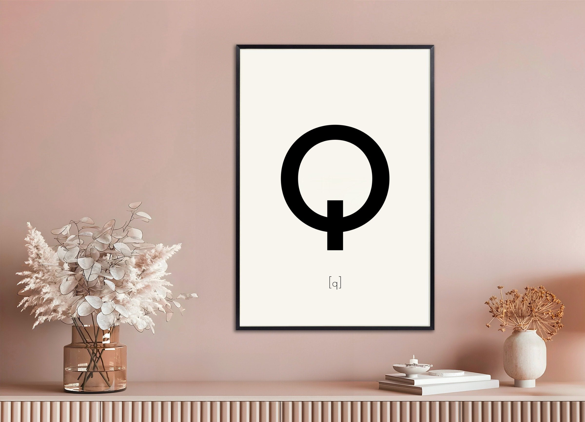 Poster of Letter Q, with metal frame