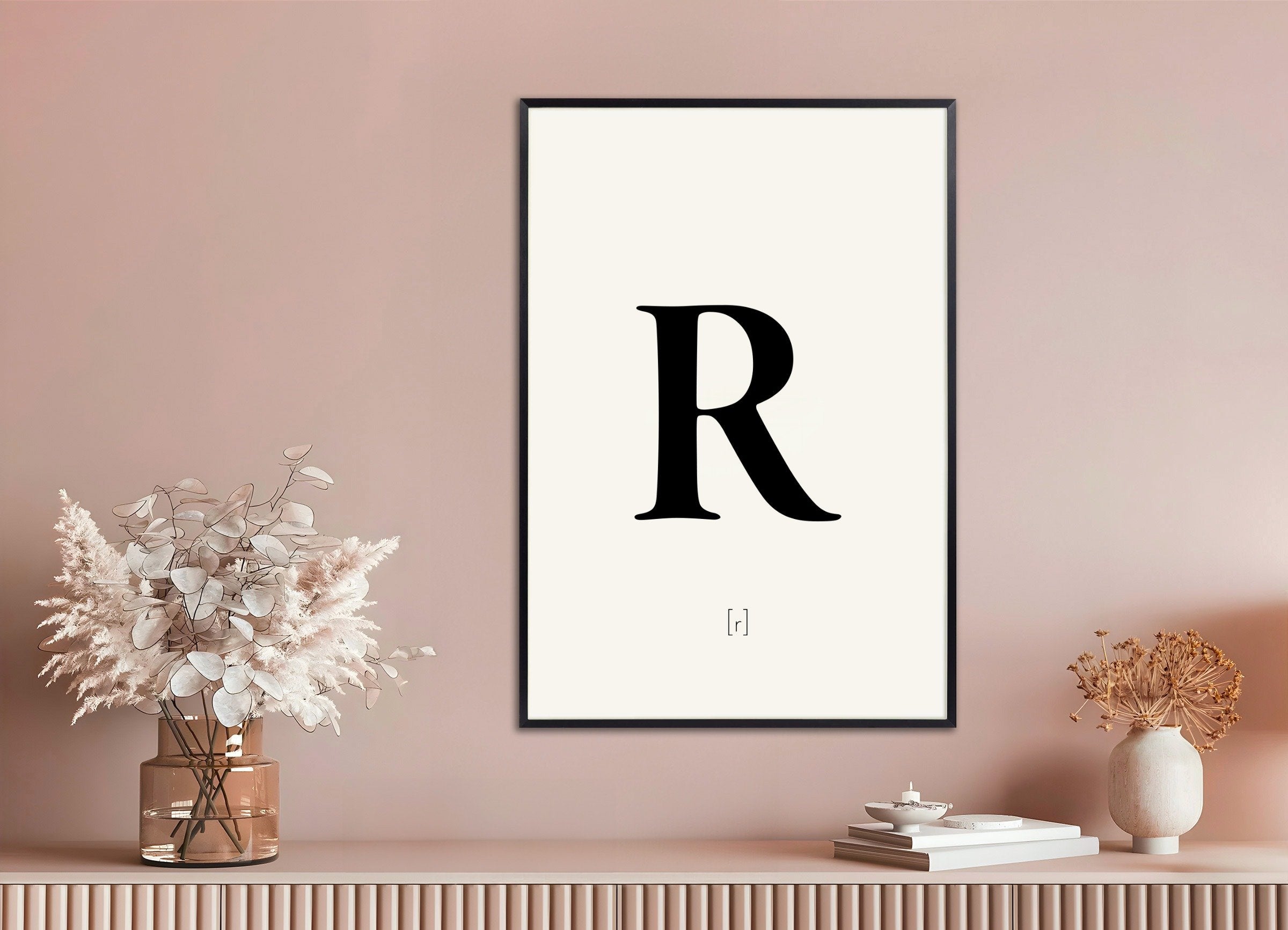 Poster of Letter R, with metal frame