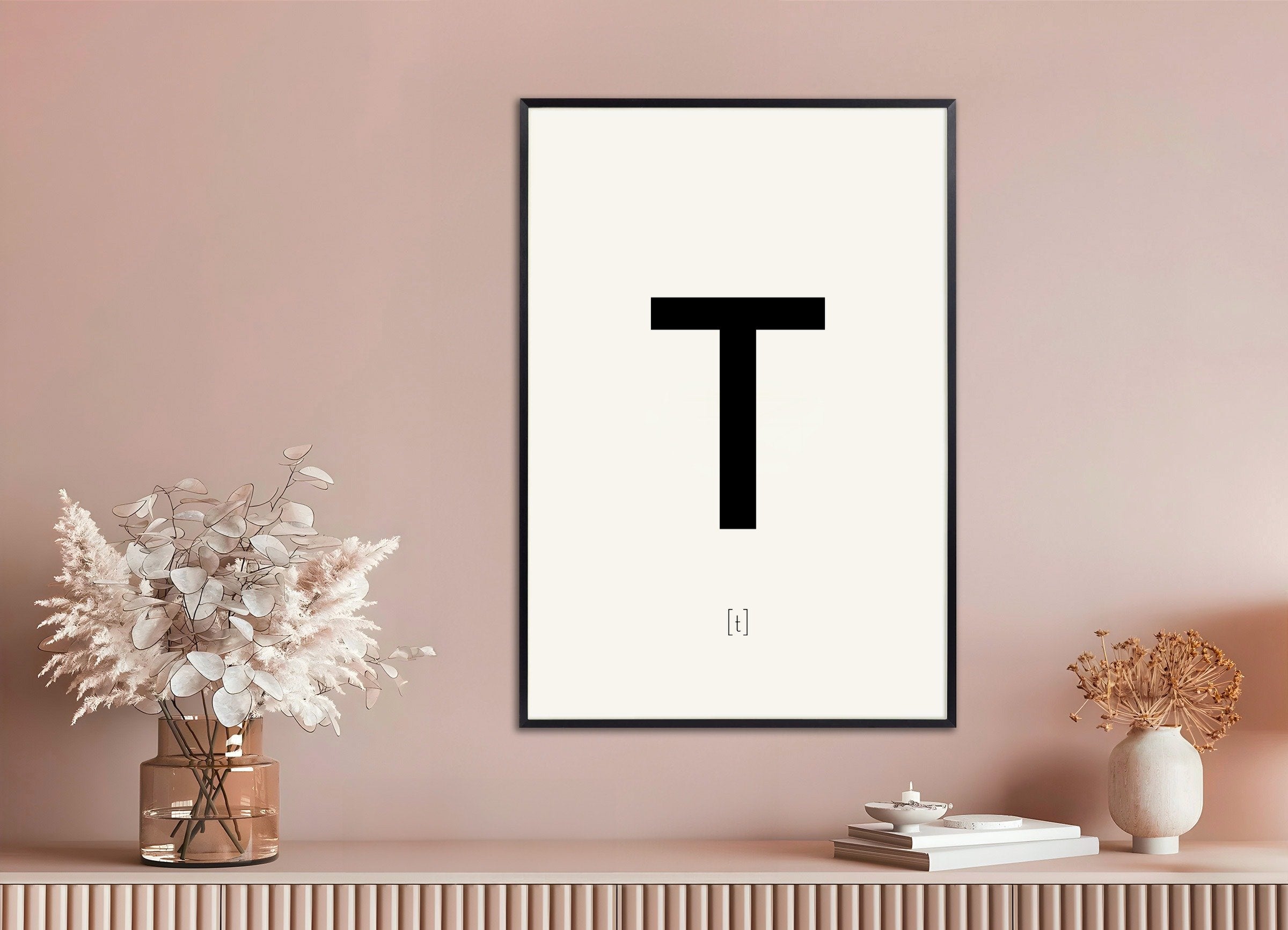 Poster of Letter T, with metal frame