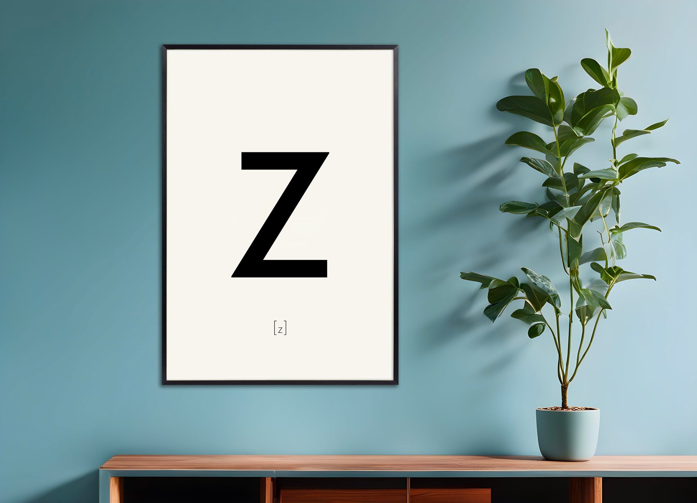 Poster of Letter Z, with metal frame