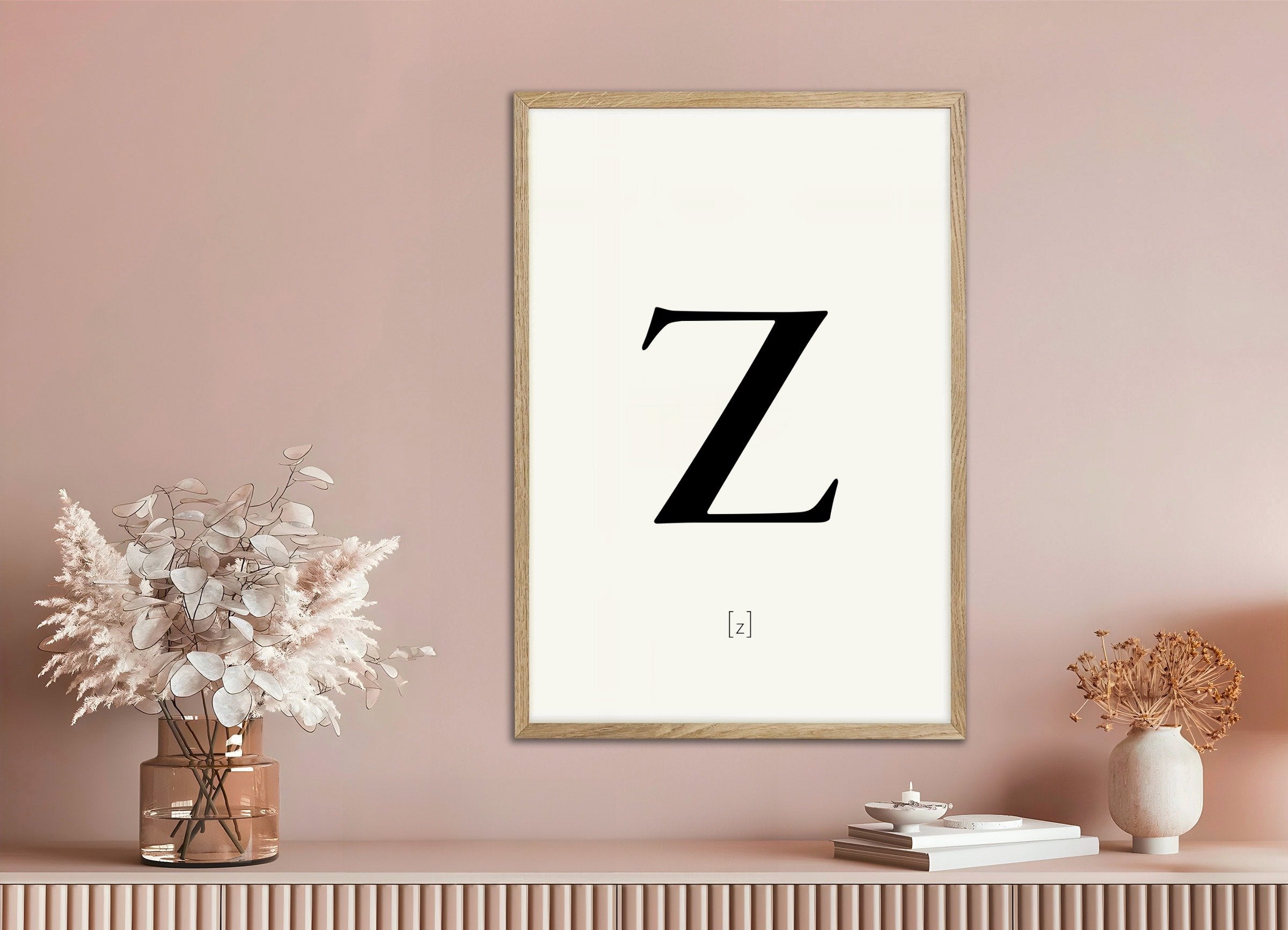 Poster of Letter Z, with natural wooden frame