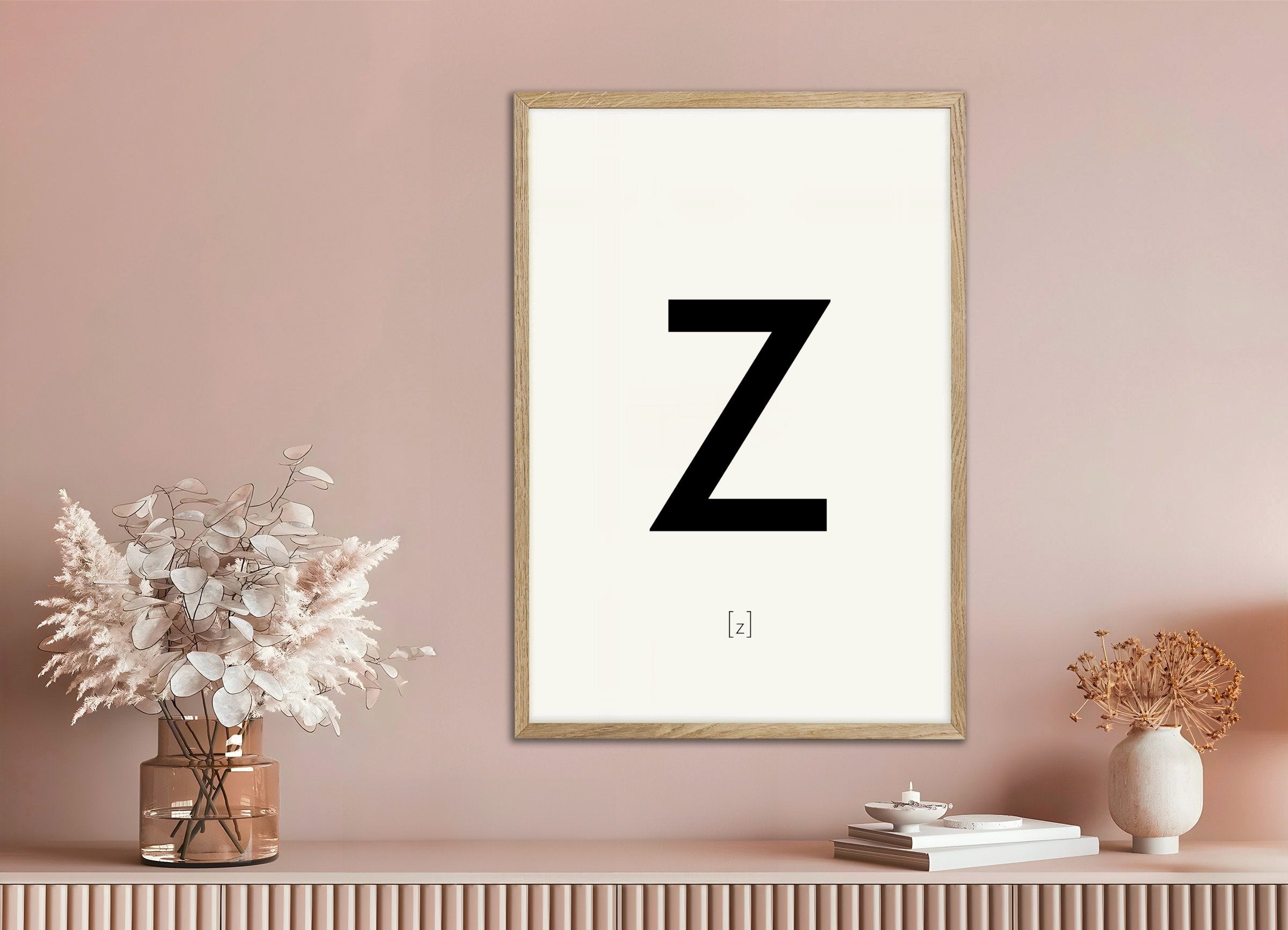 Poster of Letter Z, with natural wooden frame