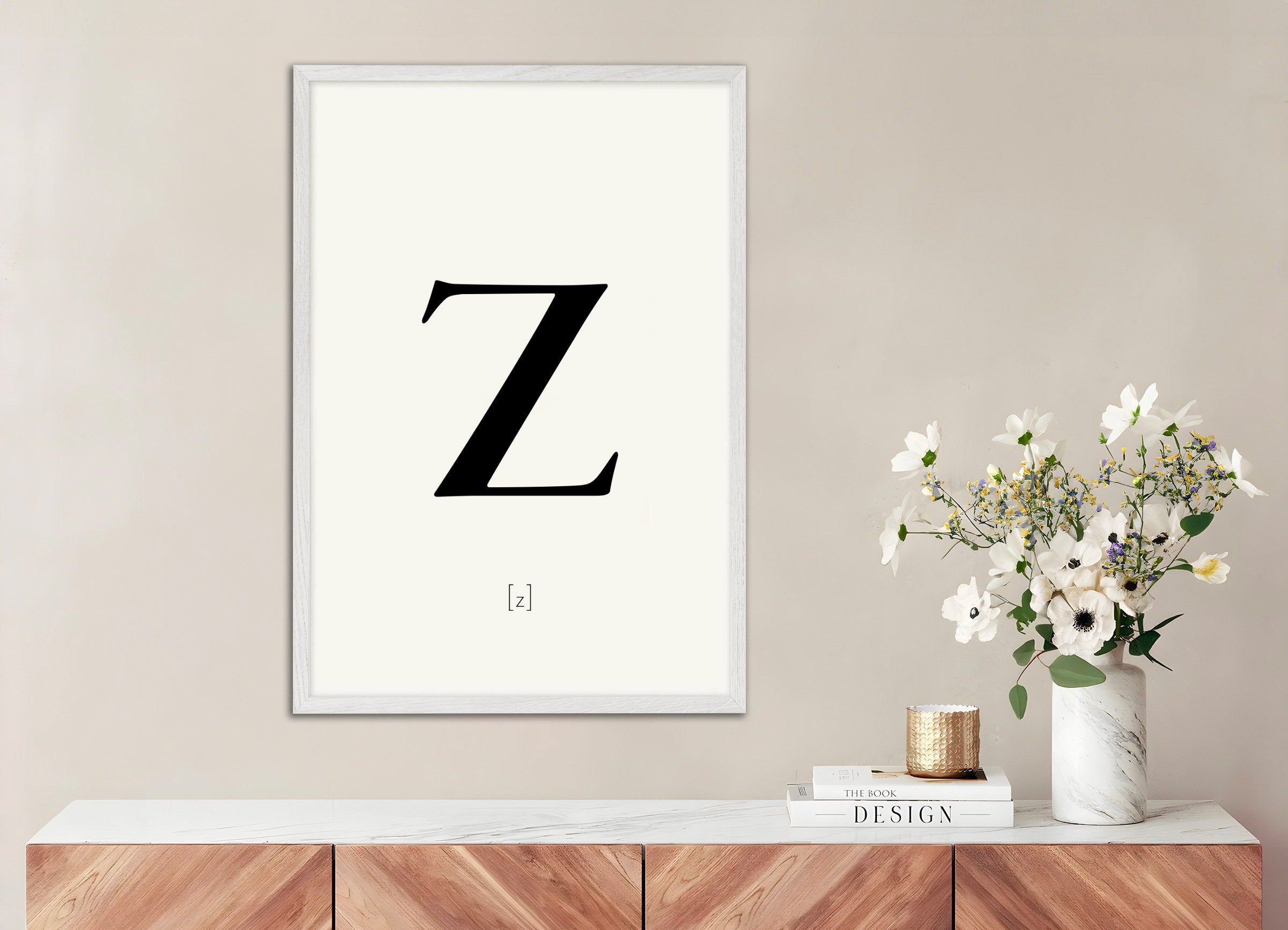 Poster of Letter Z, with white wooden frame