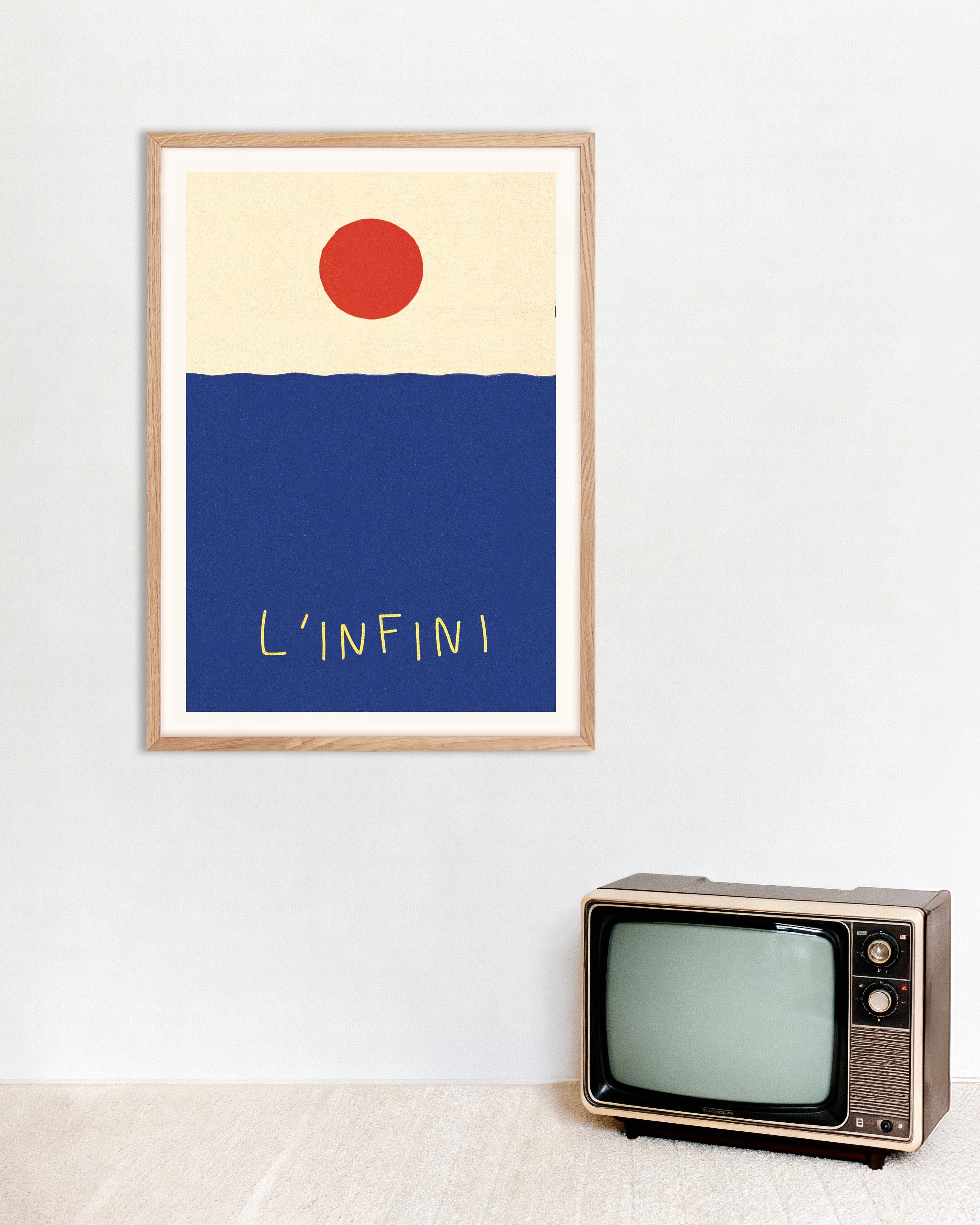 L'Infini - Red Sun and Blue Sea Minimal Art - Poster | Posterscape