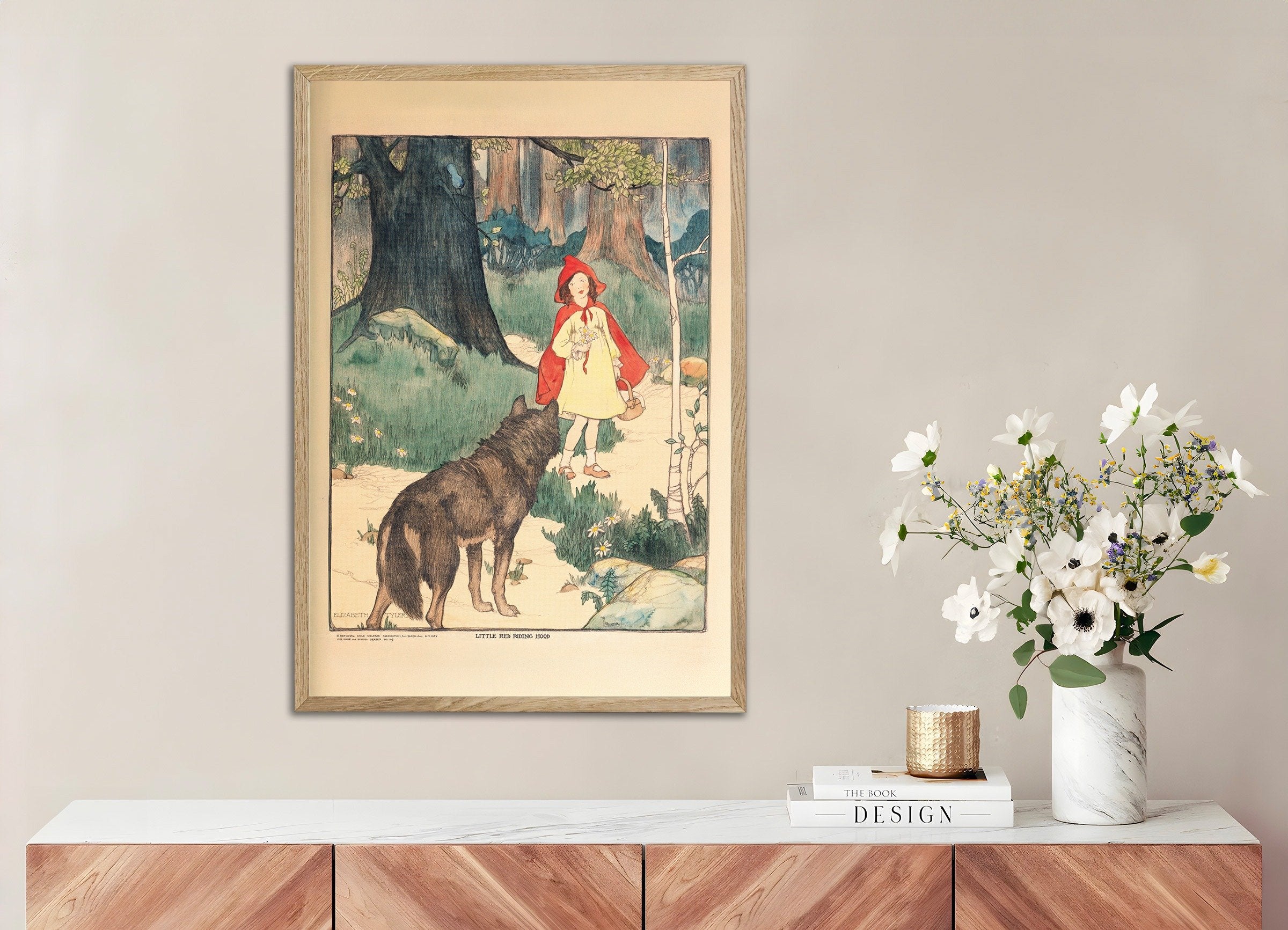 Poster of Little Red Riding Hood Poster, with natural wooden frame