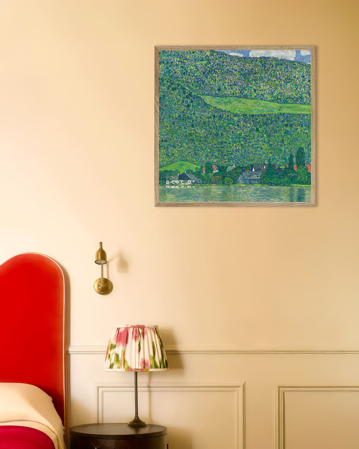 Poster av Litzlberg ved Attersee (1914–1915) av Gustav Klimt, med ramme i naturtre