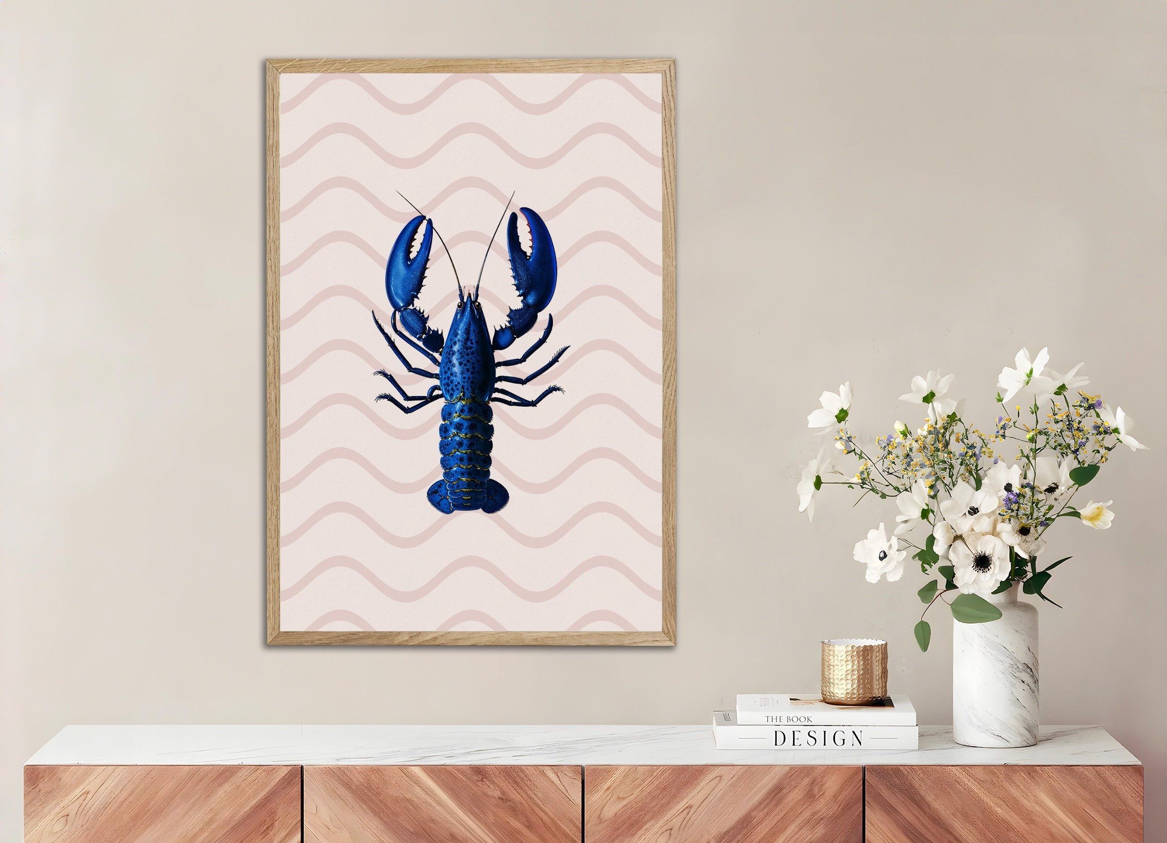 Poster of Lobster Poster, with natural wooden frame