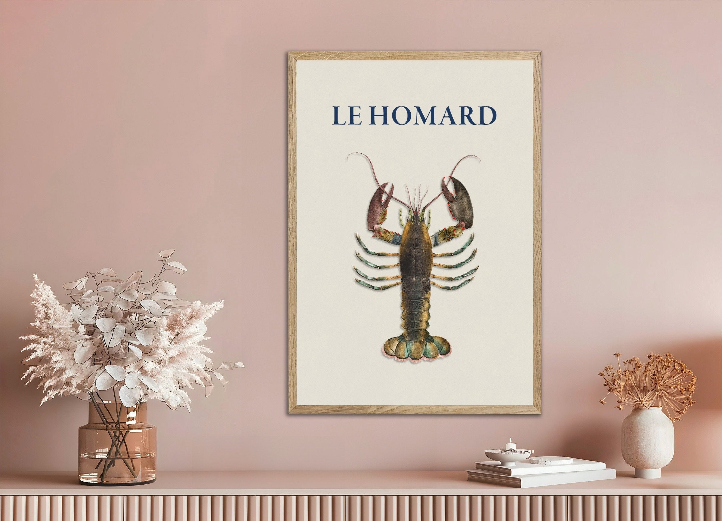 Poster of Lobster Poster, with natural wooden frame