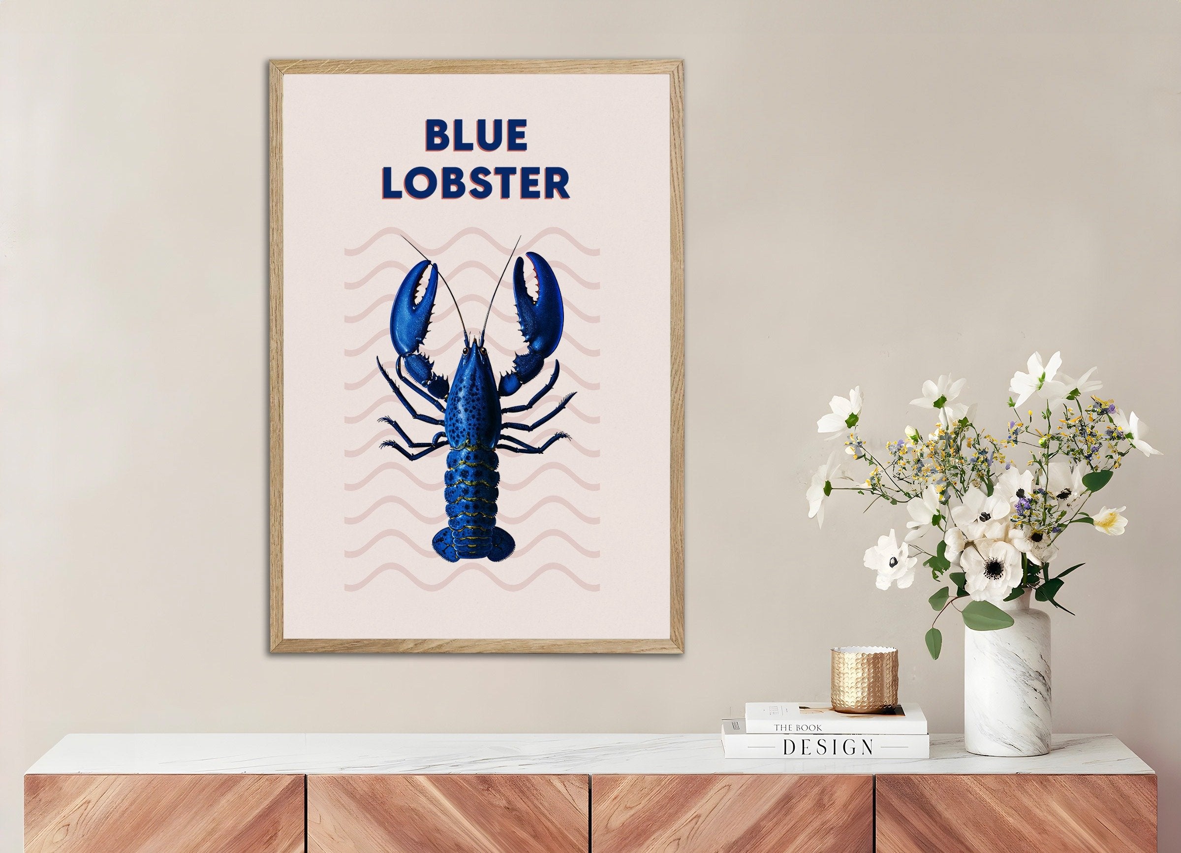 Poster of Lobster Poster, with natural wooden frame