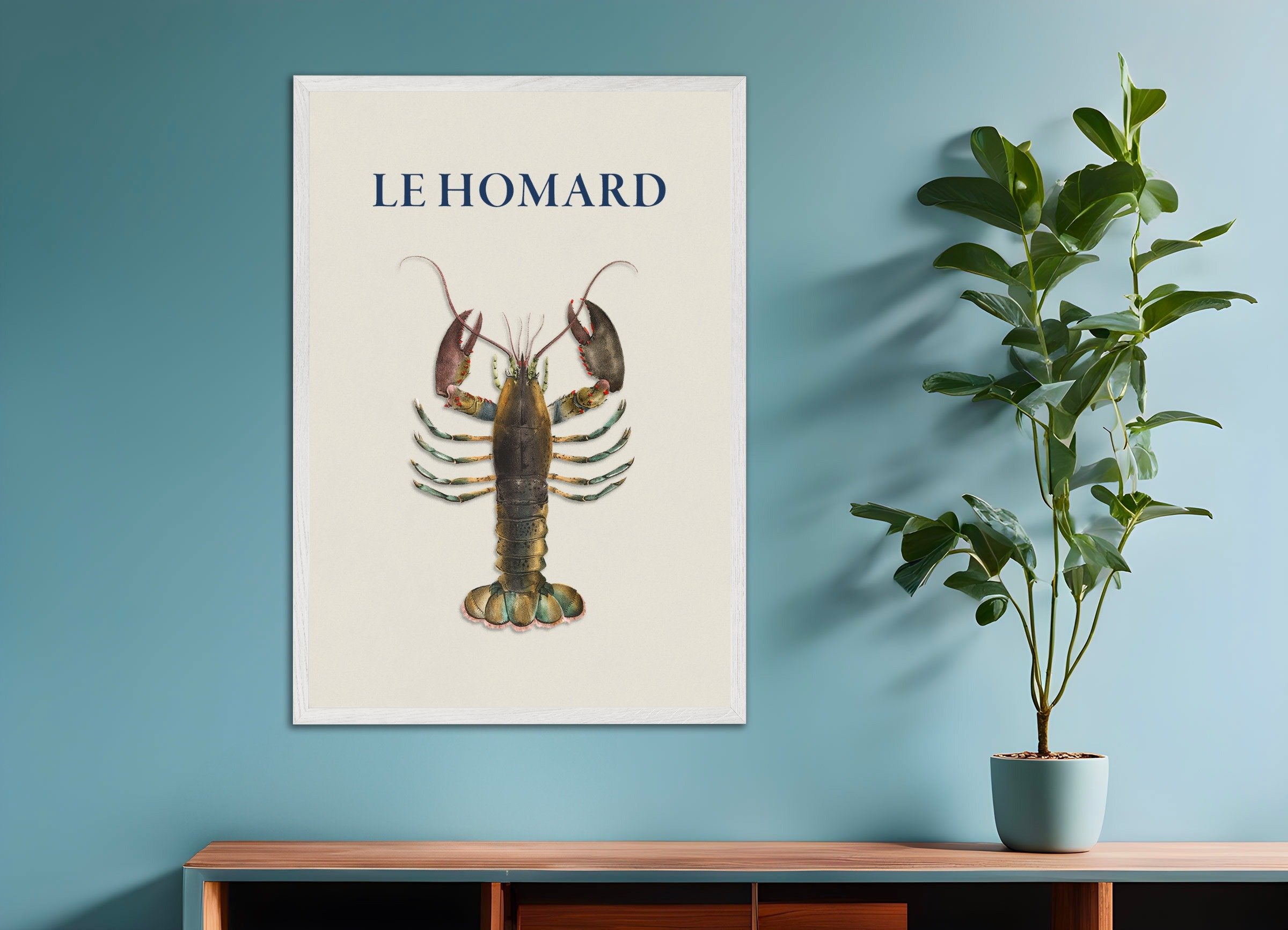 Poster of Lobster Poster, with white wooden frame