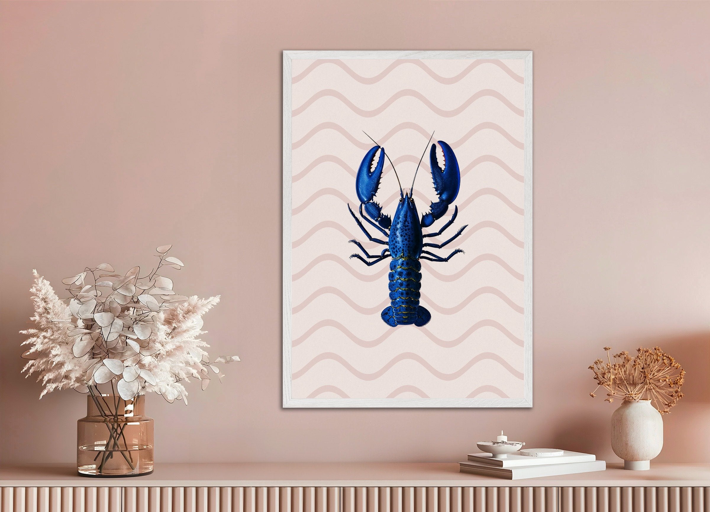 Poster of Lobster Poster, with white wooden frame