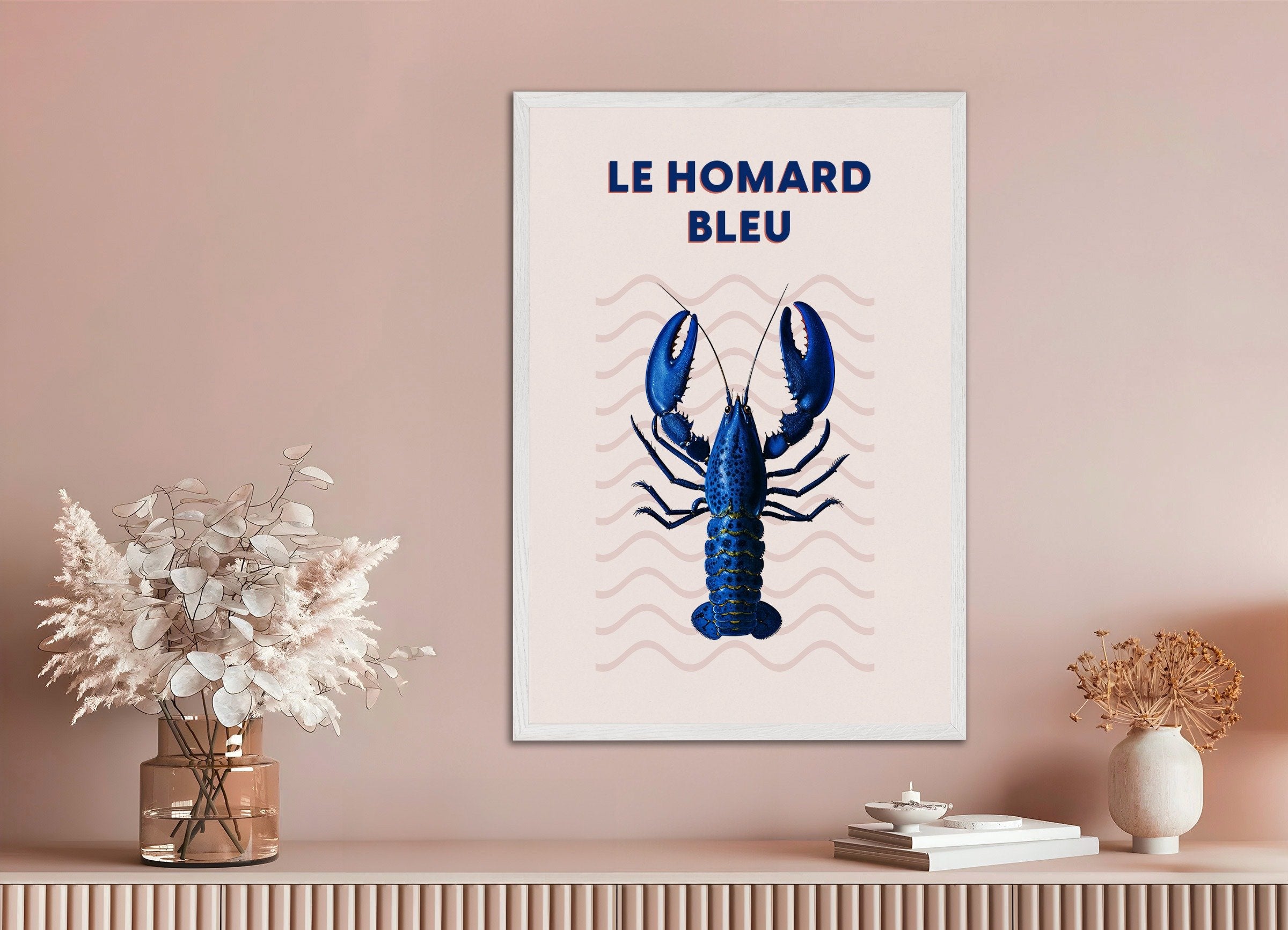 Poster of Lobster Poster, with white wooden frame