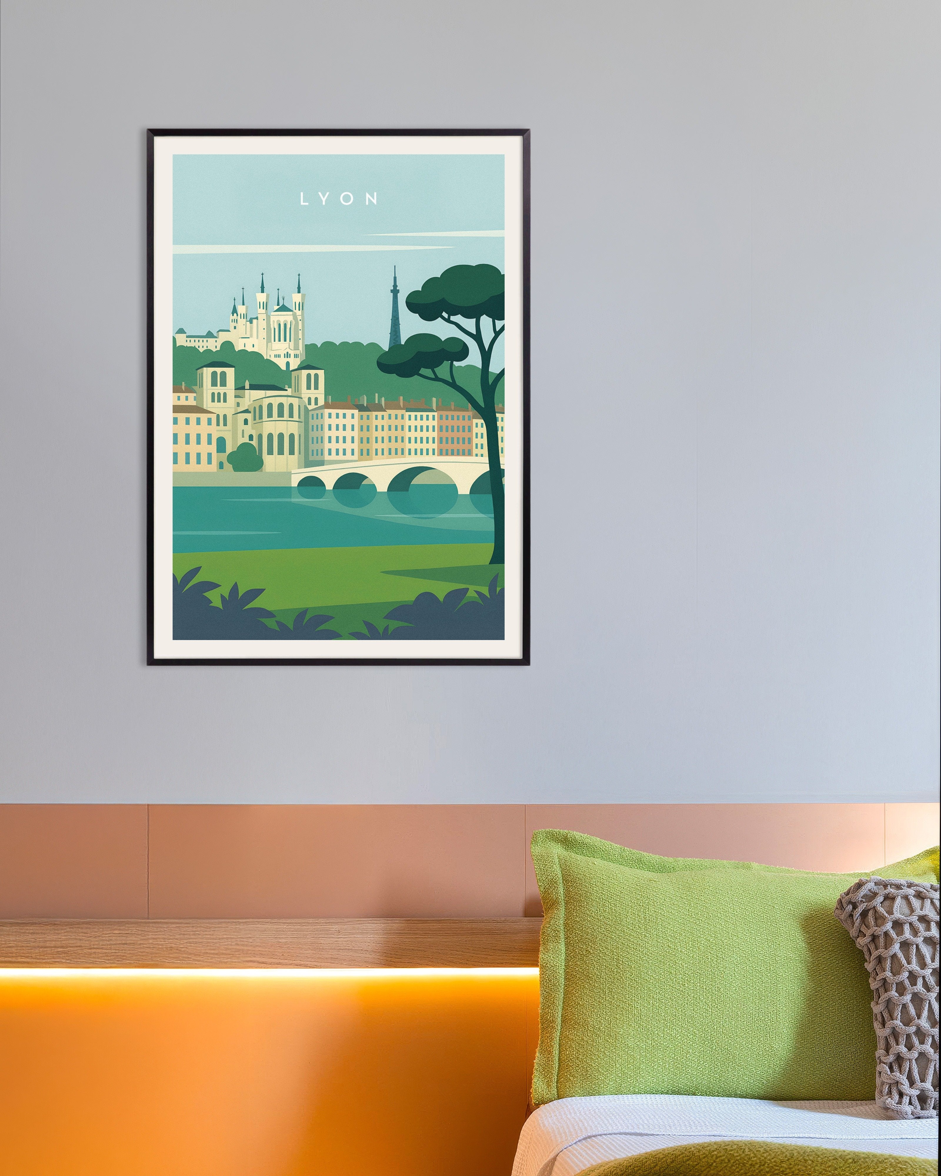 Poster of Lyon Wall Art Print, with metal frame