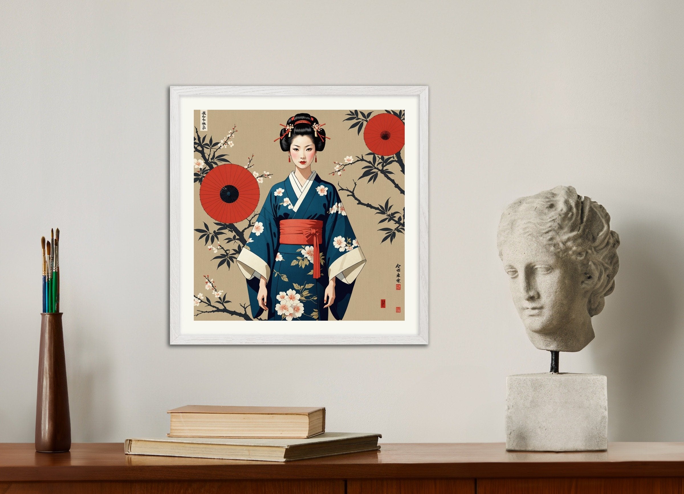 Poster of Manga with analytical realism, with white wooden frame