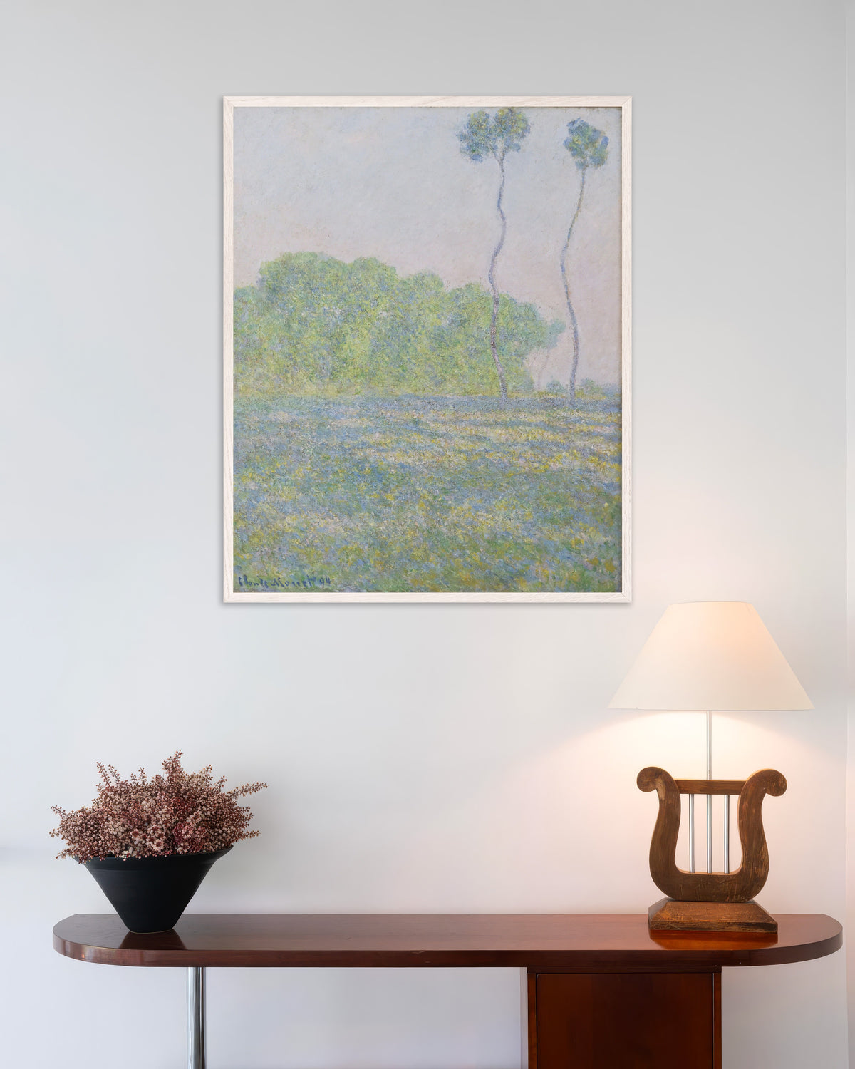 Poster of Meadow at Giverny (1894) by Claude Monet, with white wooden frame