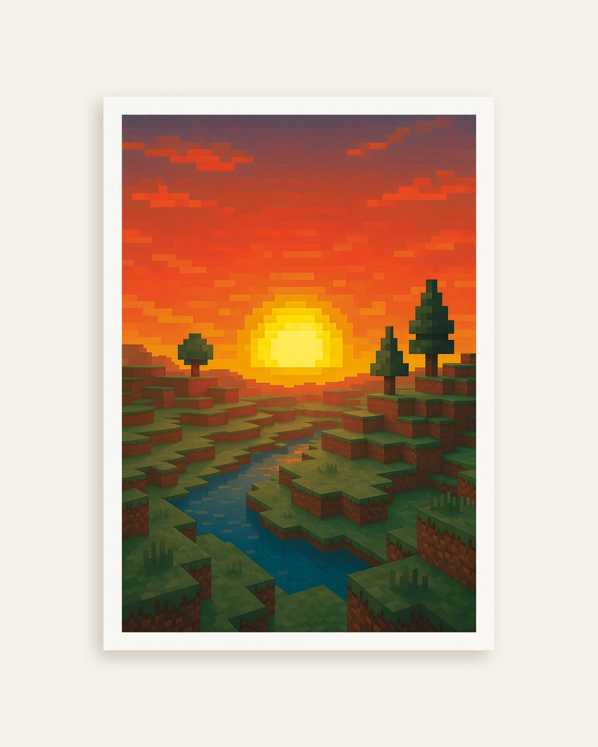 Minecraft fan art sunset poster | Posterscape