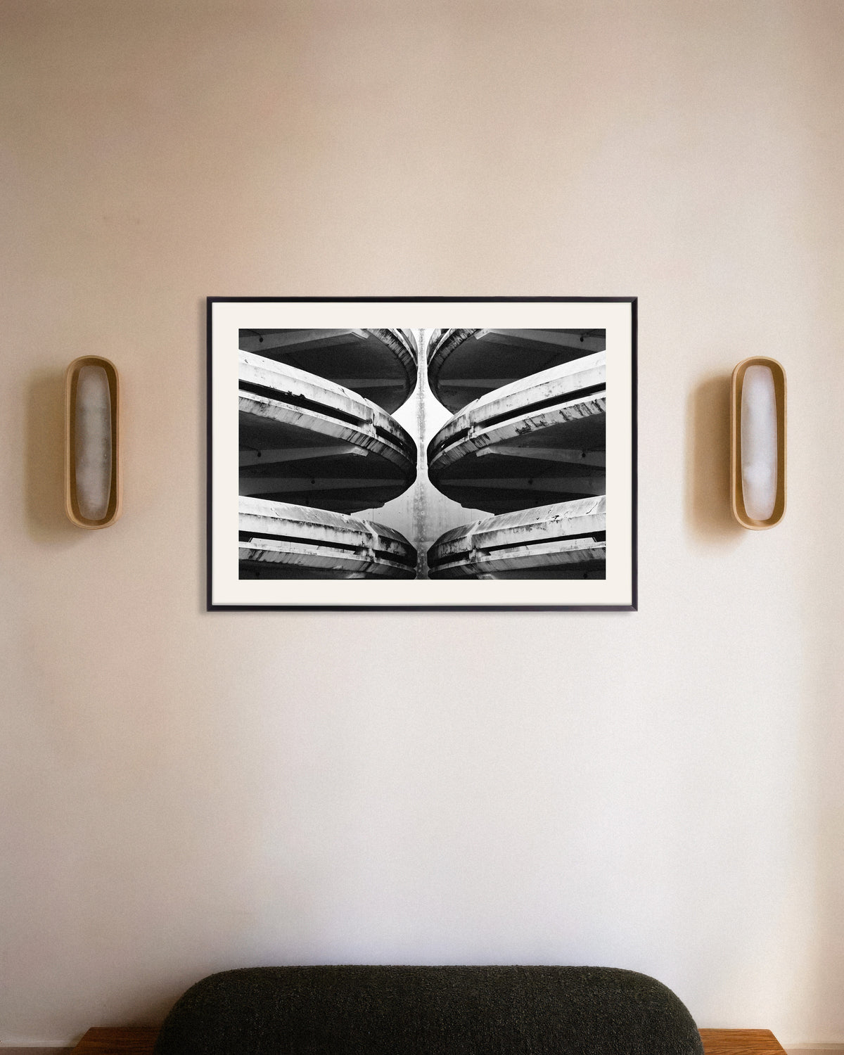 Plakat «Speilvendte parkeringsramper» med metallramme