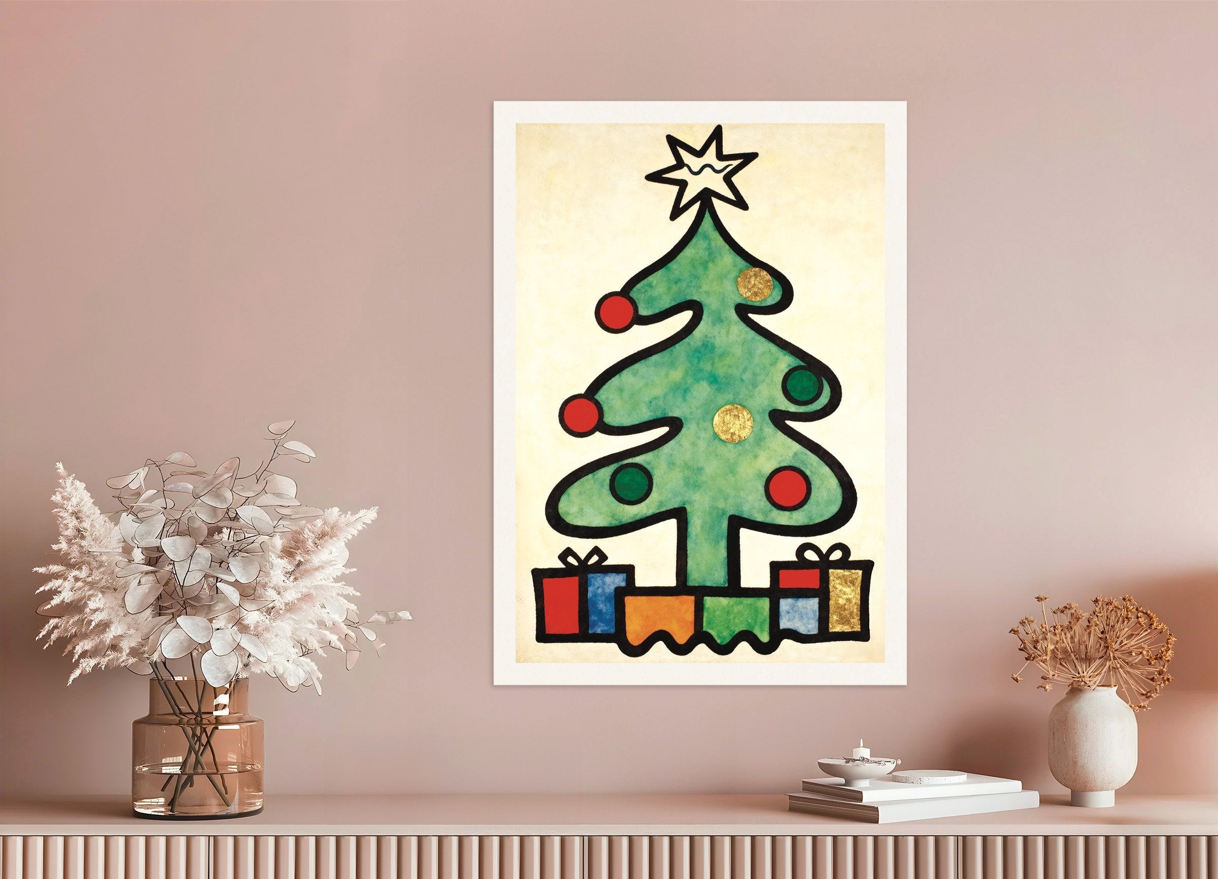 Poster of Modern Christmas tree art print