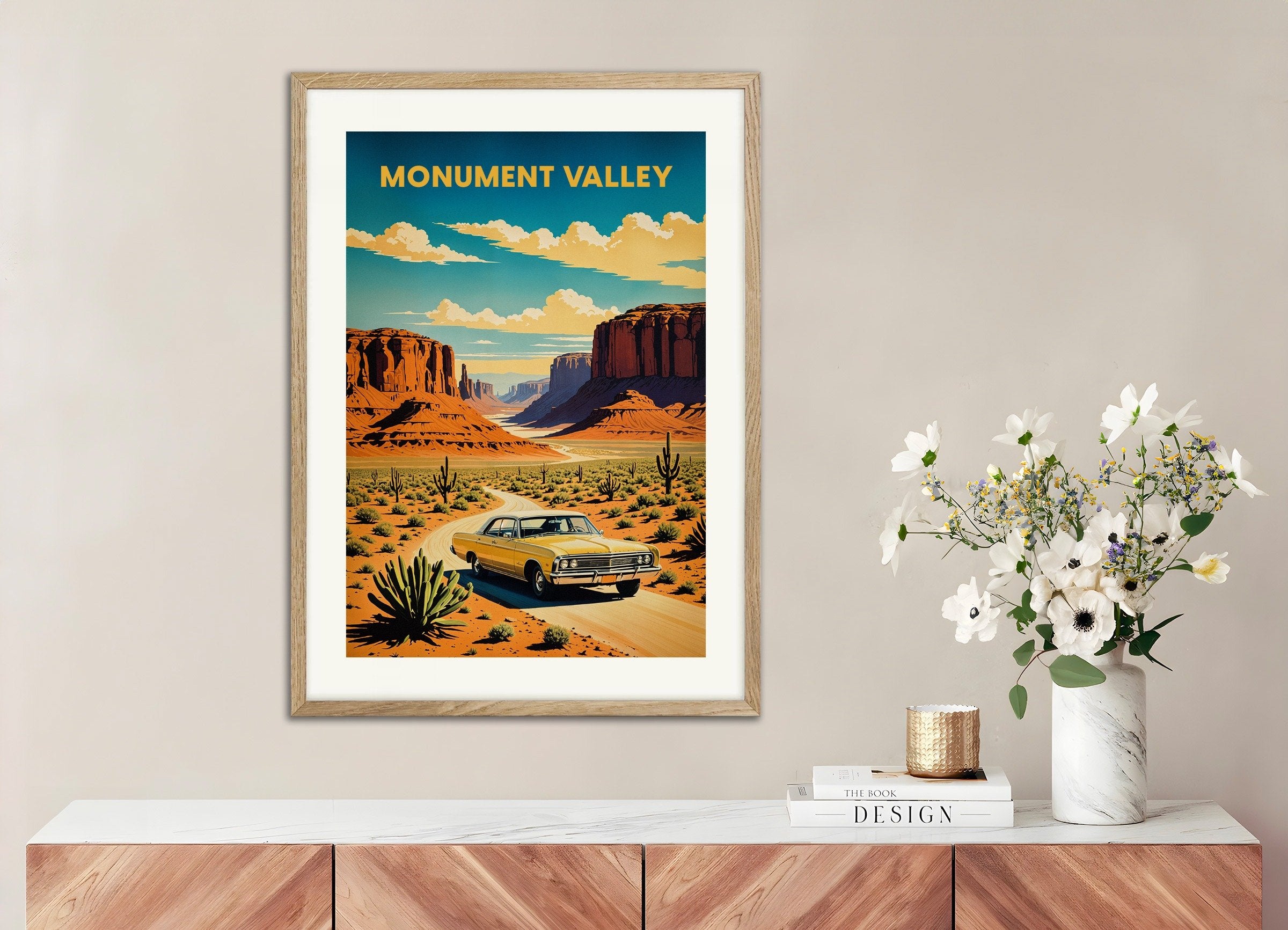 Poster of Monument Valley poster, with natural wooden frame