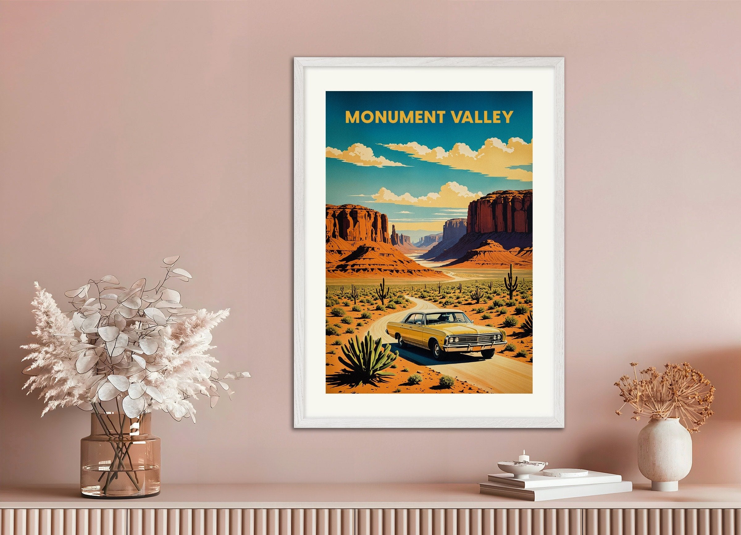 Poster of Monument Valley poster, with white wooden frame