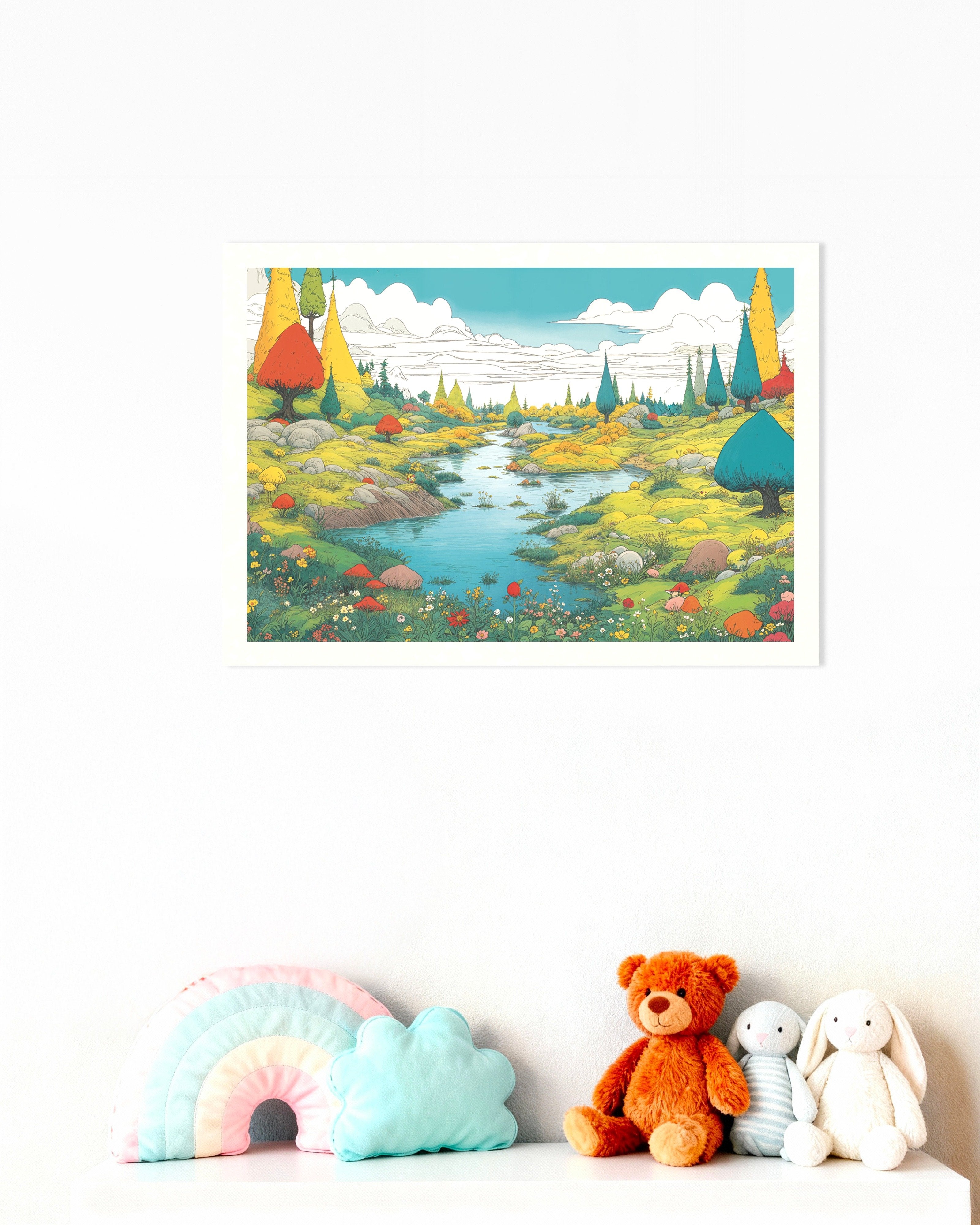 Poster of Moomin inspired bright valley poster