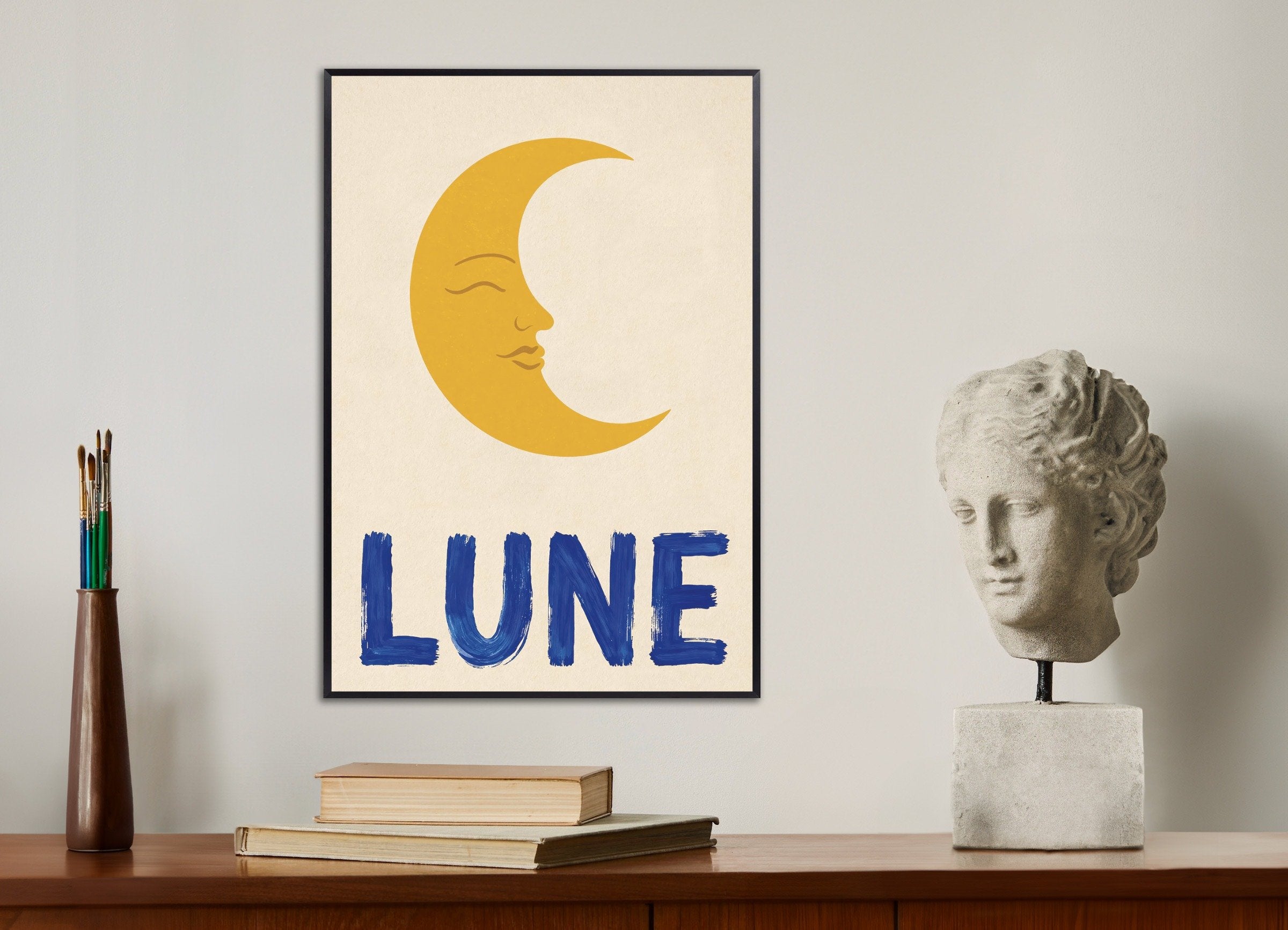 Poster of Moon poster - Calm French-inspired wall art, with metal frame