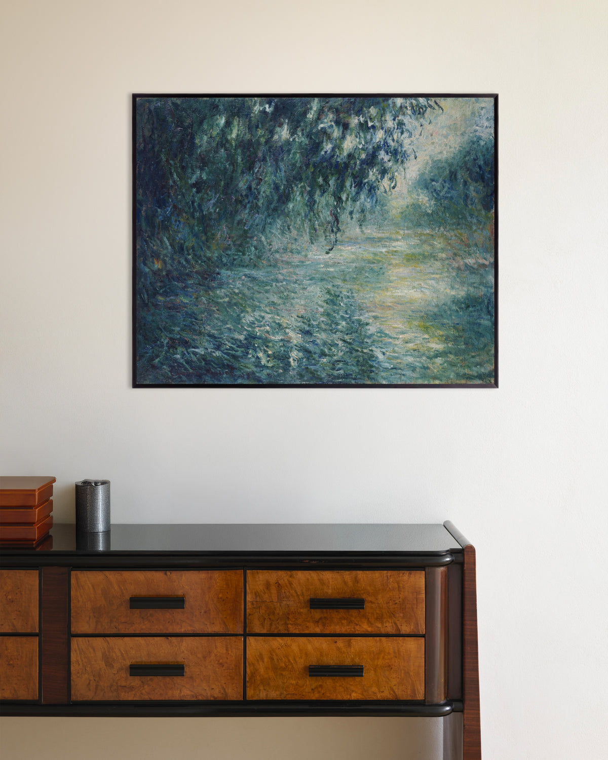 Plakat Morgen på Seinen (1898) av Claude Monet med metallramme