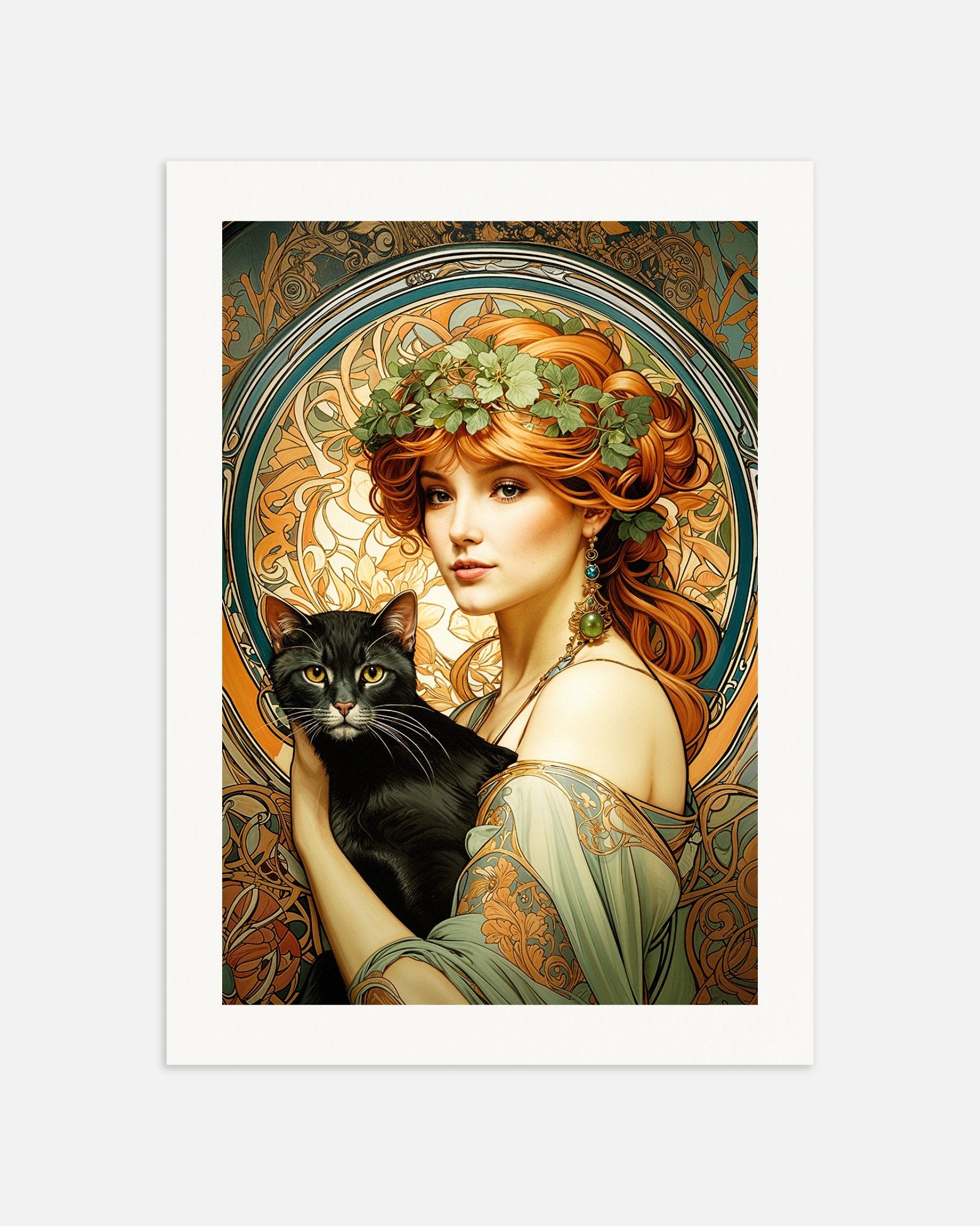 Poster of Mucha Cat, Art Nouveau, thumbnail