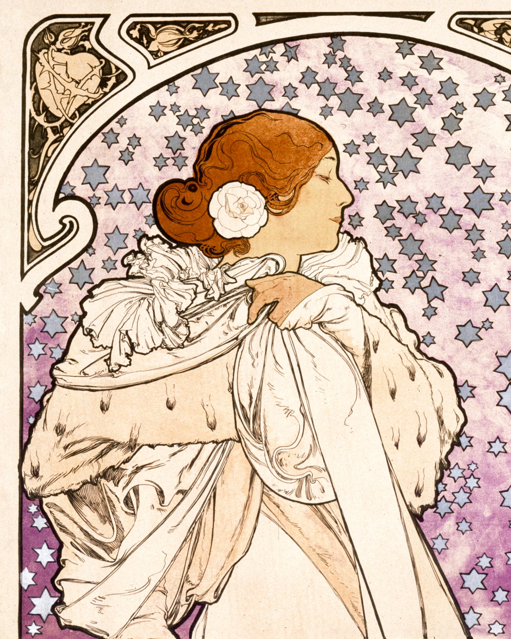 Damen med kameliene, Sarah Bernhardt (1896) av Alfons Mucha - Plakat