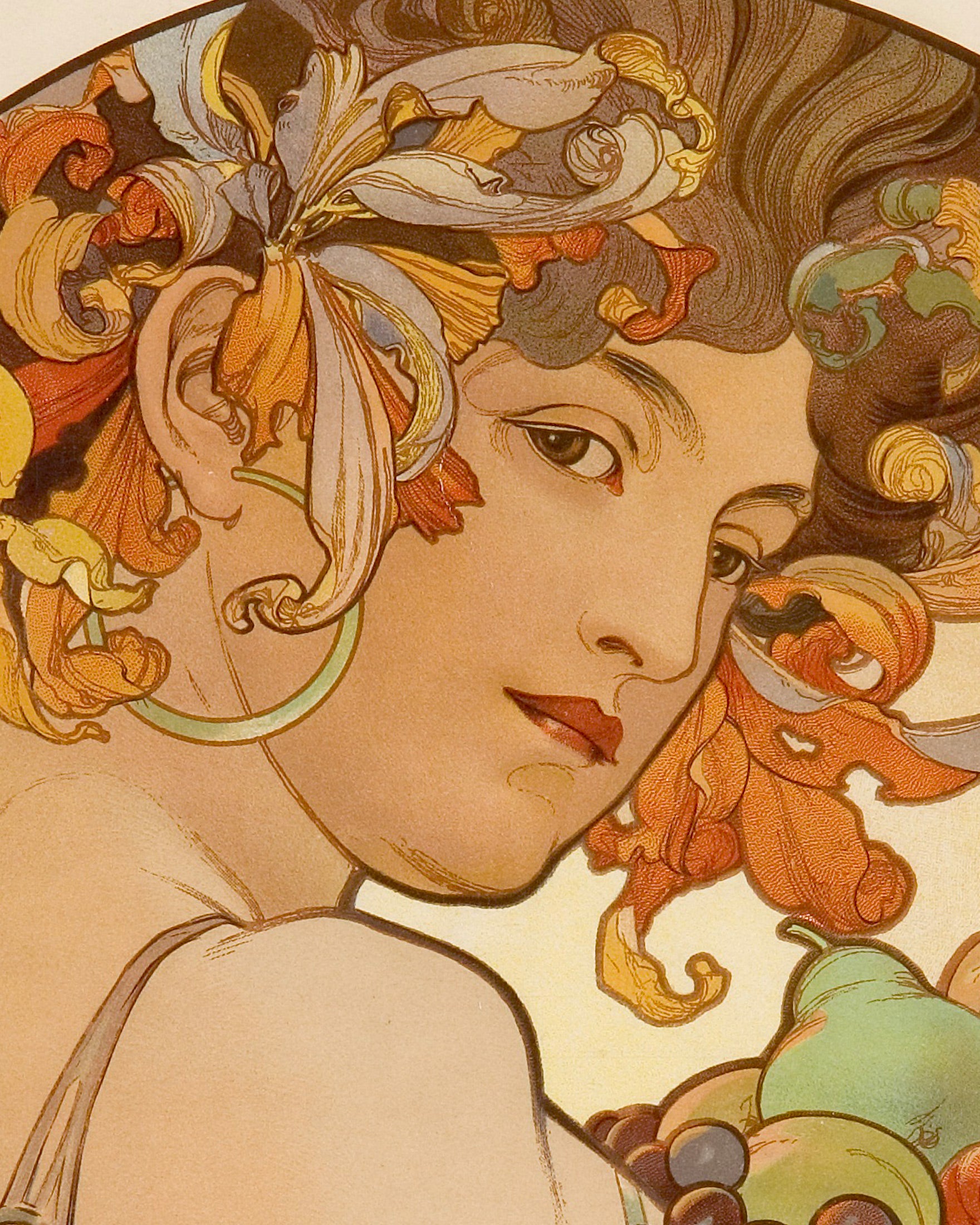 Frutas por Alfons Mucha - Poster