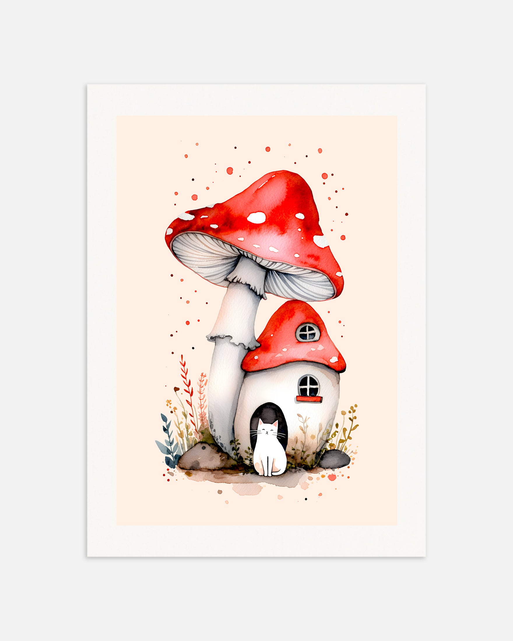 Child room poster cat mushroom house, thumbnail