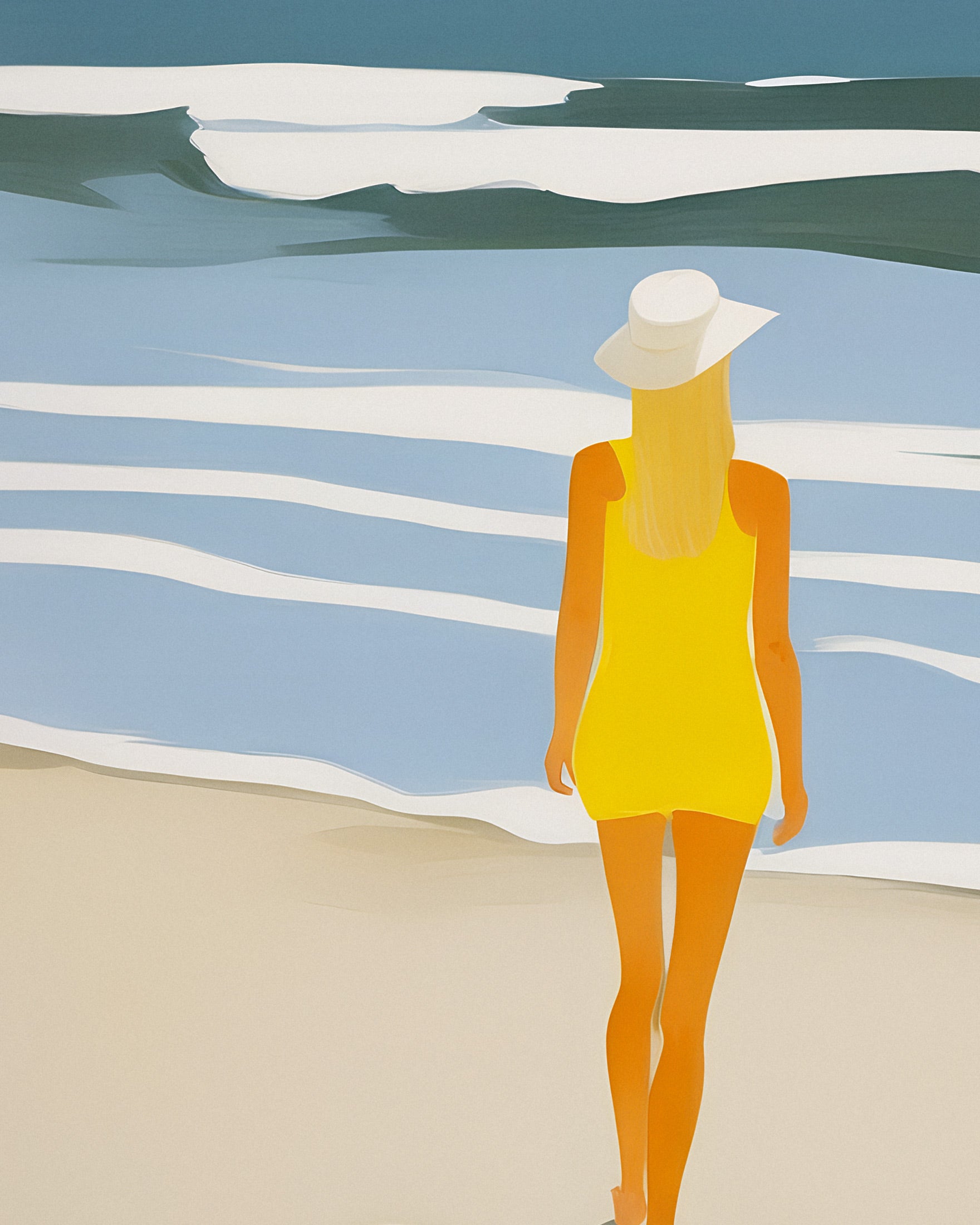 Nastya Beach Portrait - Sunny Yellow Coastal Art Print