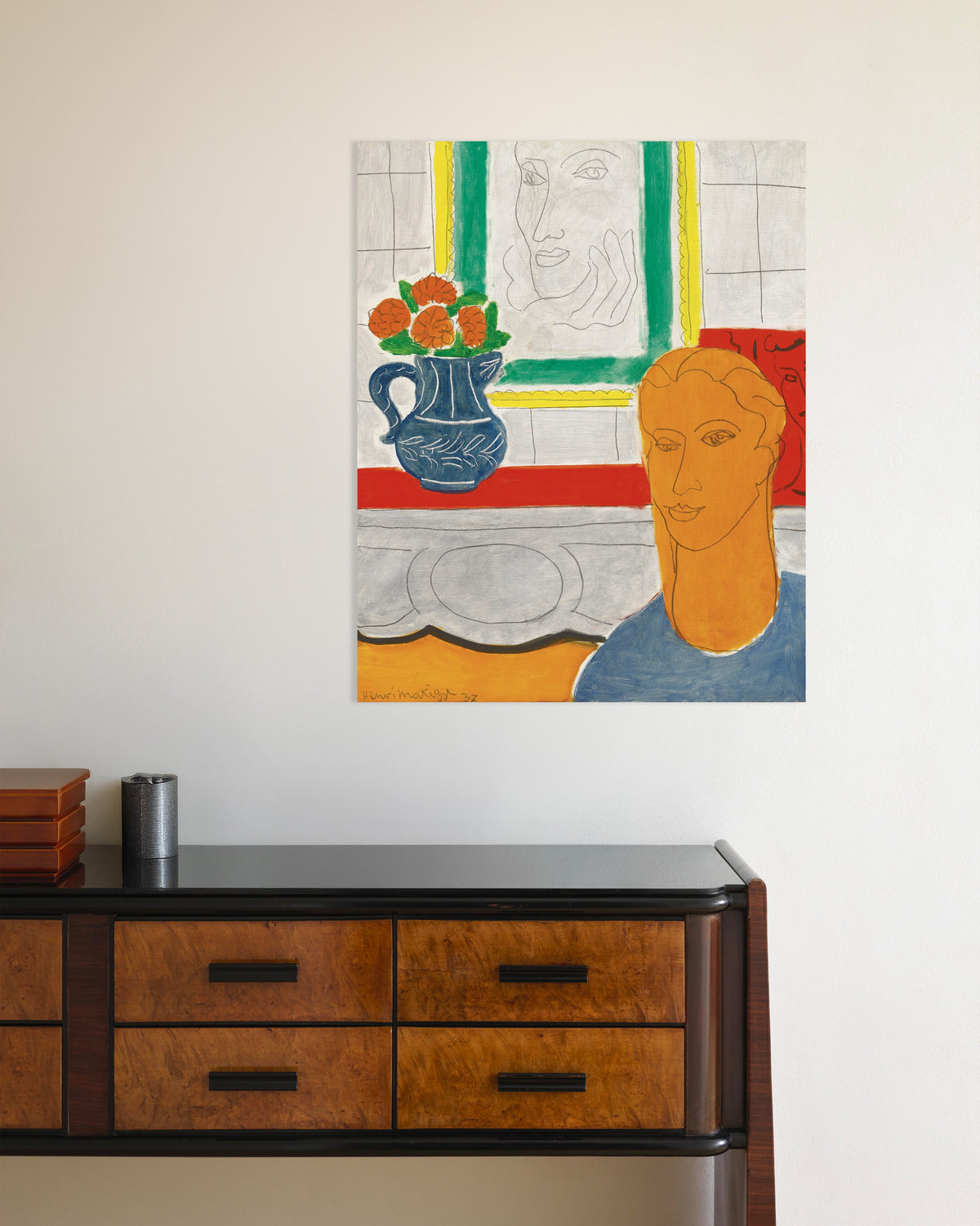 Poster av Okergult hode (Figur og bukett) (1937) av Henri Matisse
