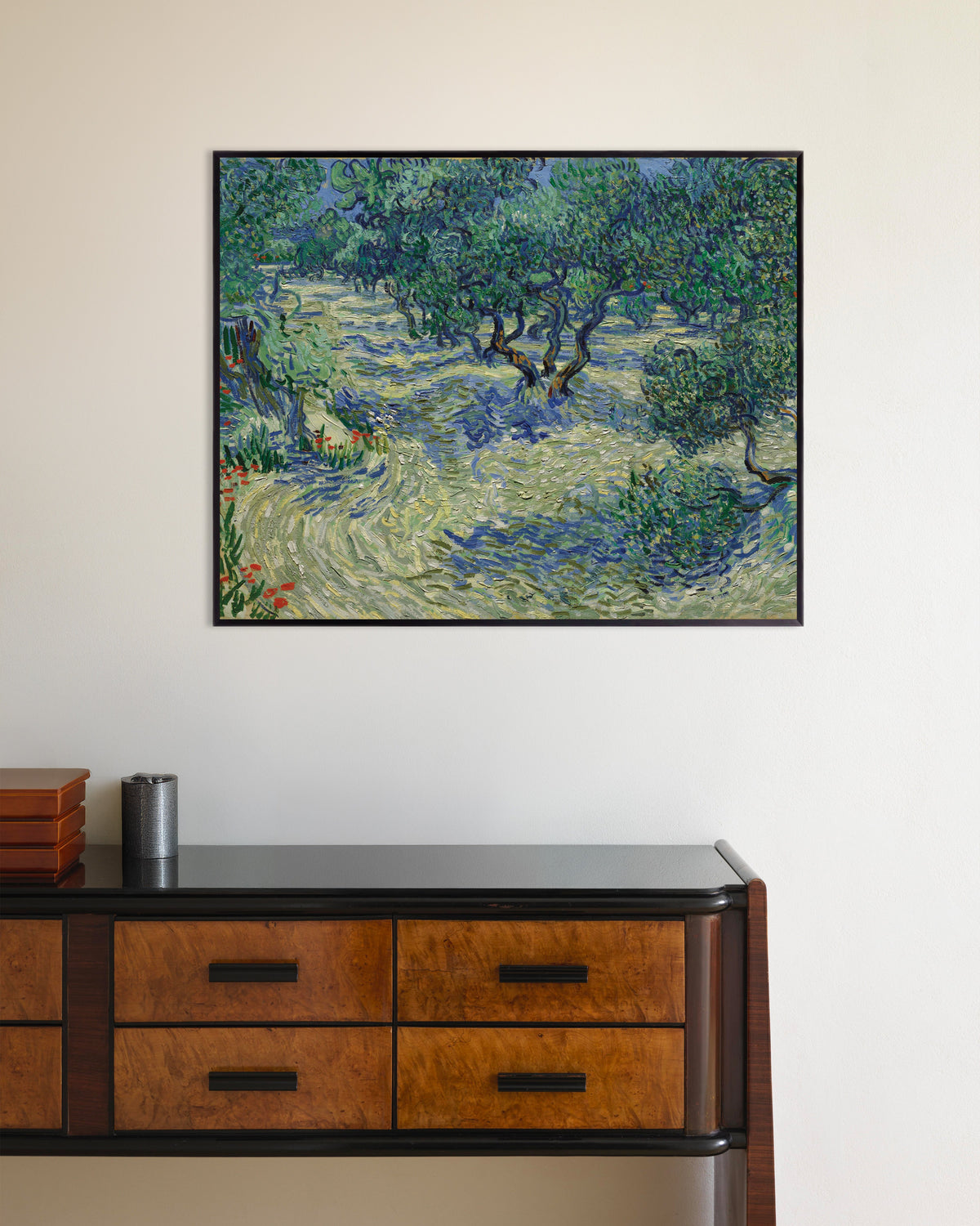Poster av Olivengård (1889) av Vincent van Gogh, med metallramme