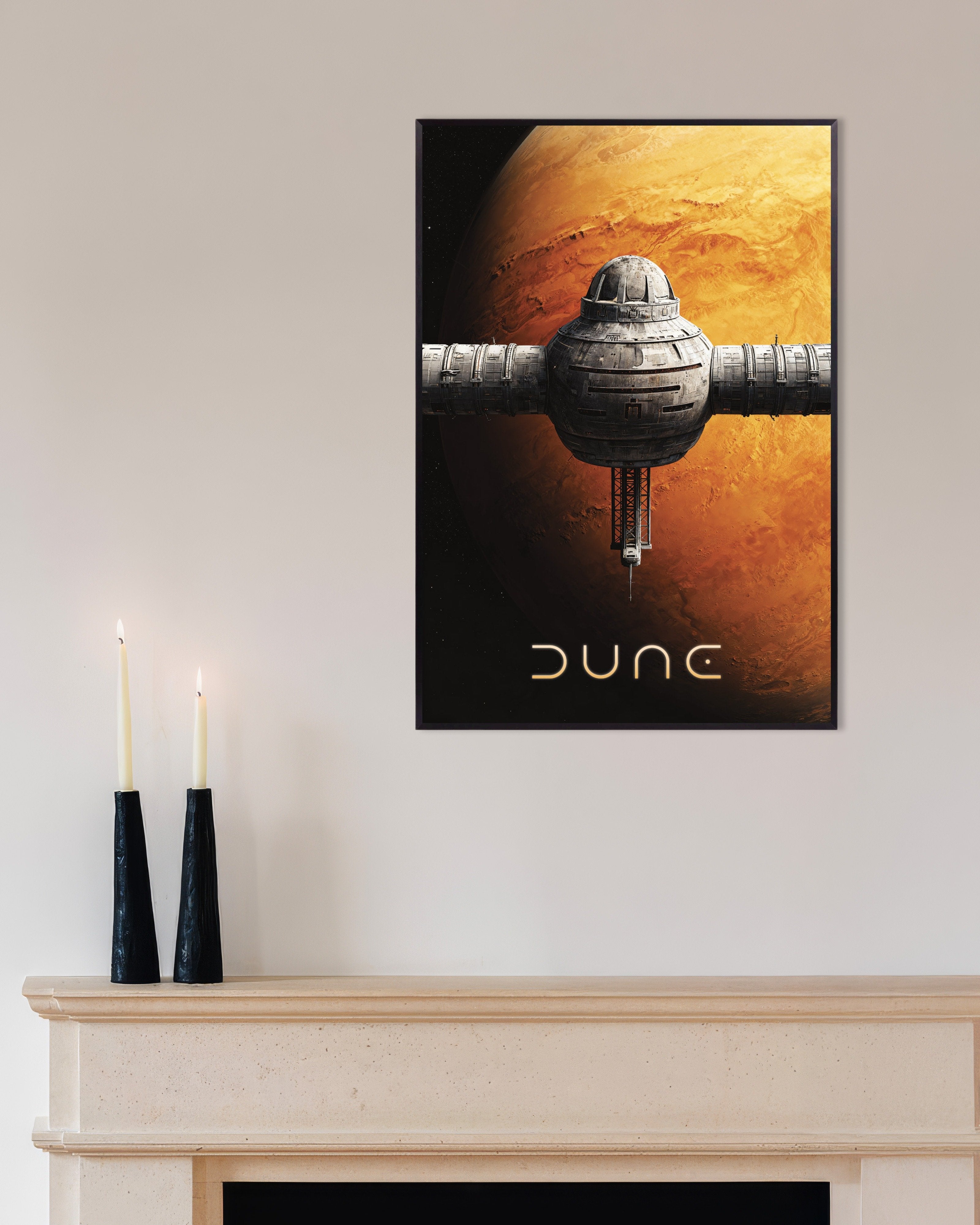 Poster of Orbital Station Poster, Sci-Fi Planet Art Print, with metal frame