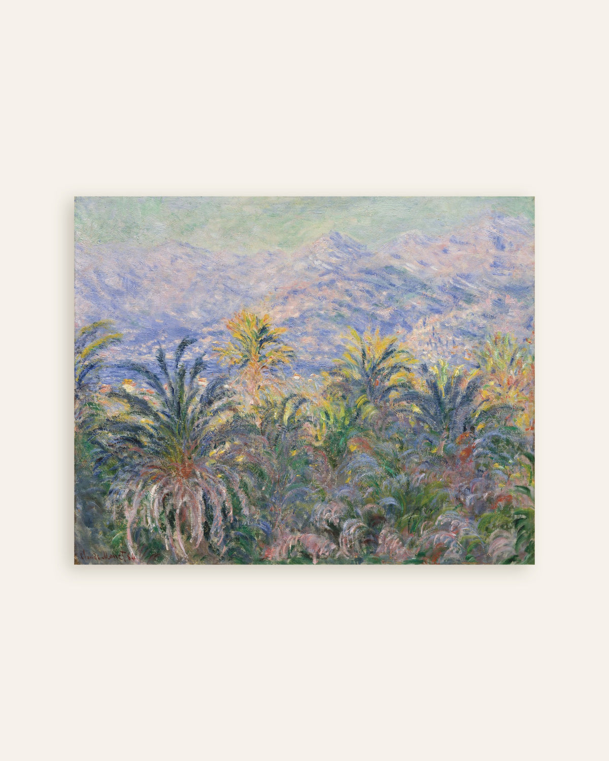 Plakat Palmer i Bordighera (1884) av Claude Monet, miniatyr